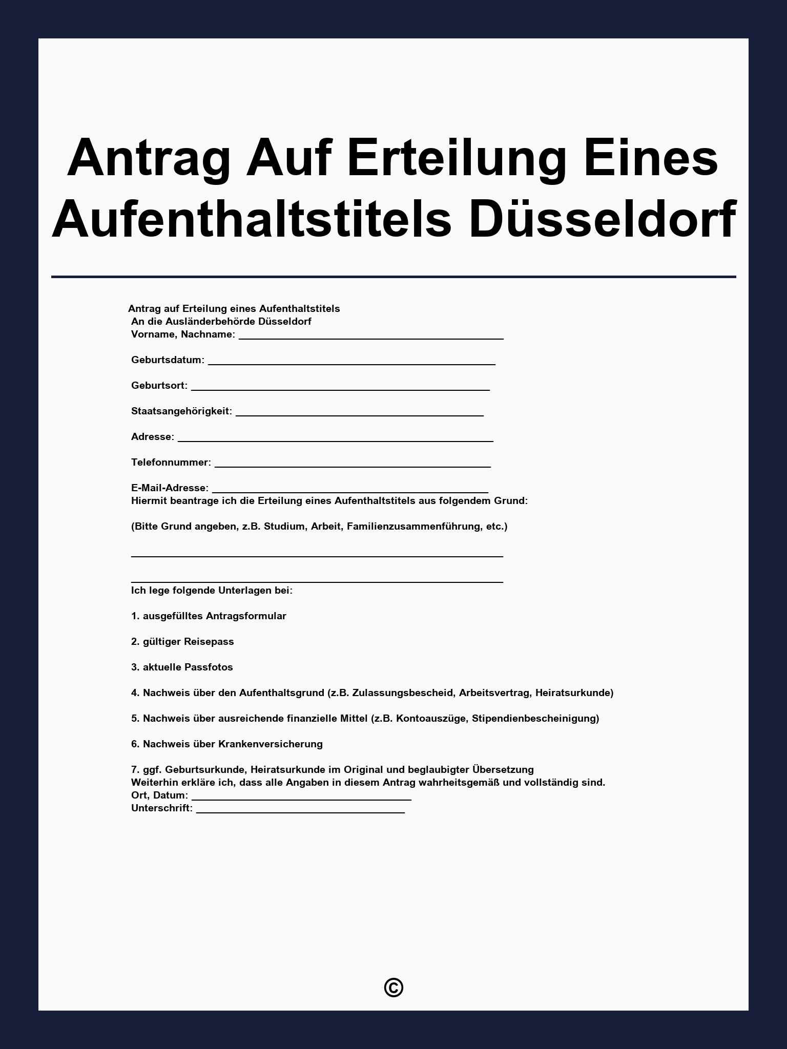 Antrag Auf Erteilung Eines Aufenthaltstitels Düsseldorf