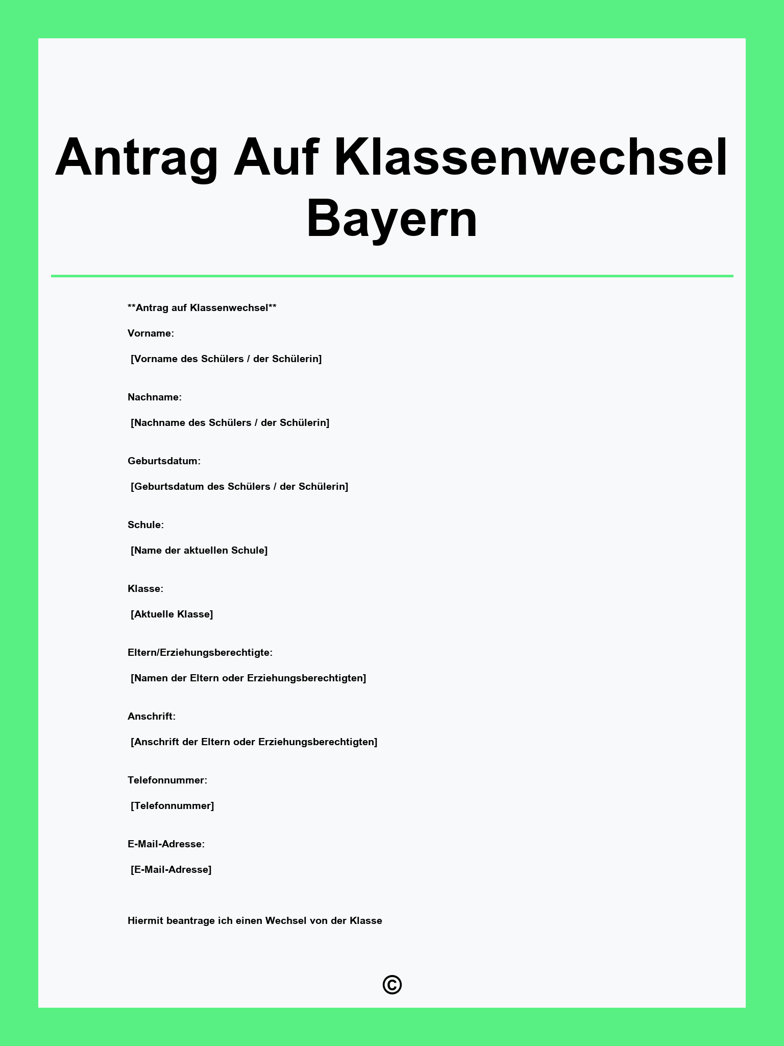 Antrag Auf Klassenwechsel Bayern