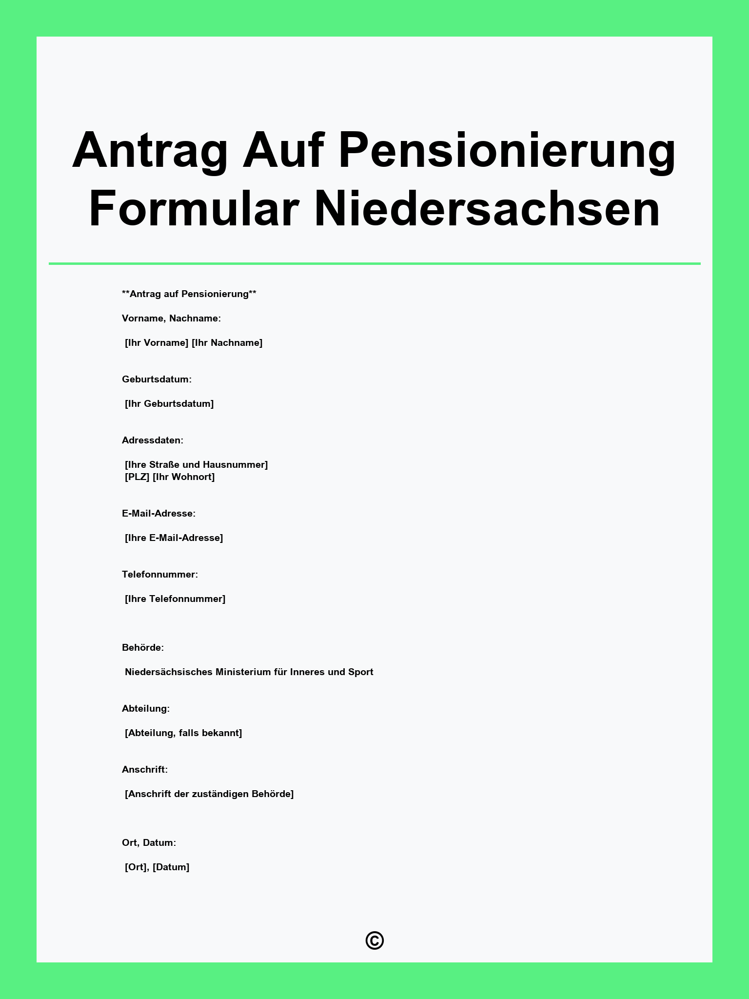Antrag Auf Pensionierung Formular Niedersachsen