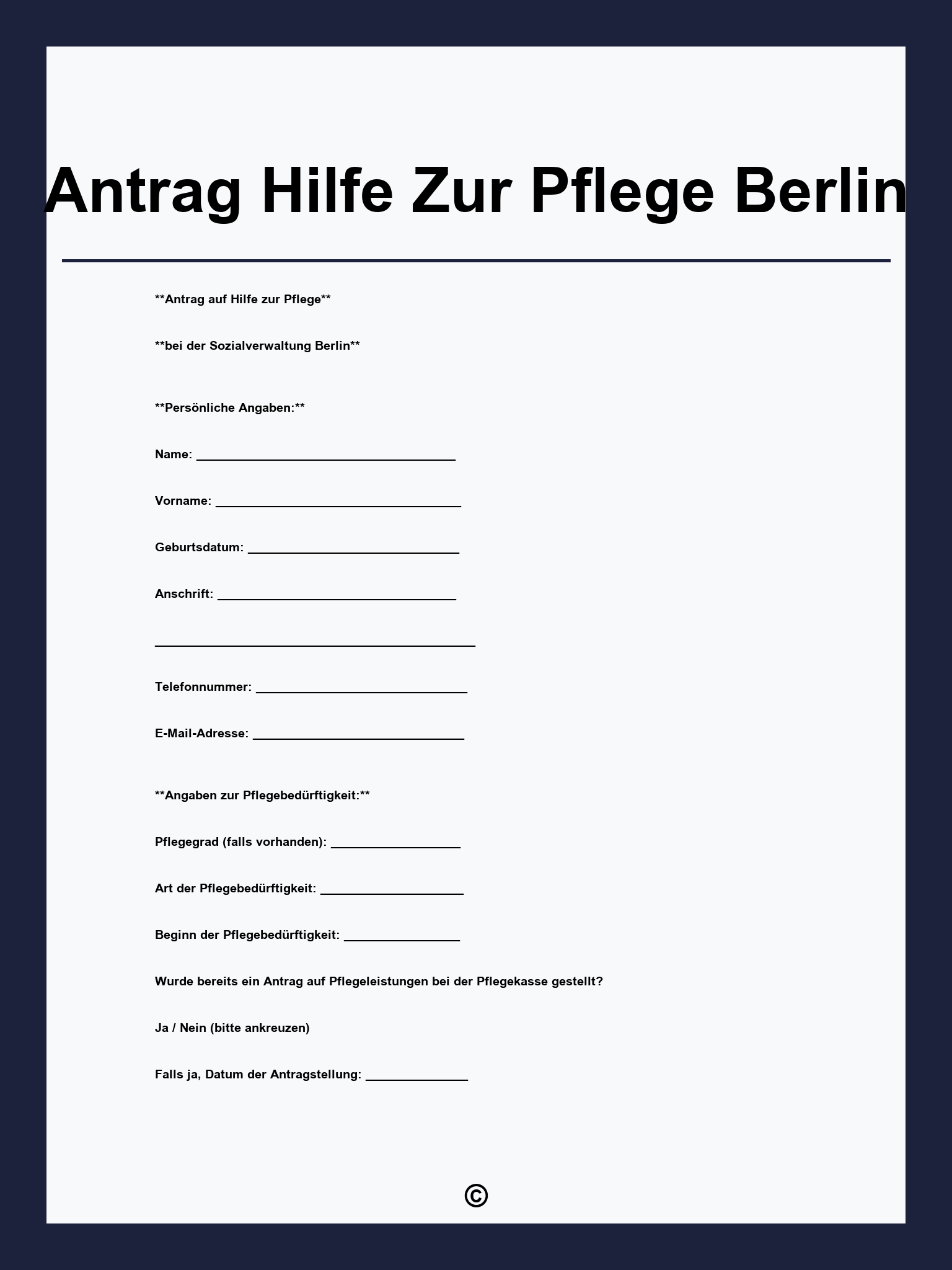 Antrag Hilfe Zur Pflege Berlin