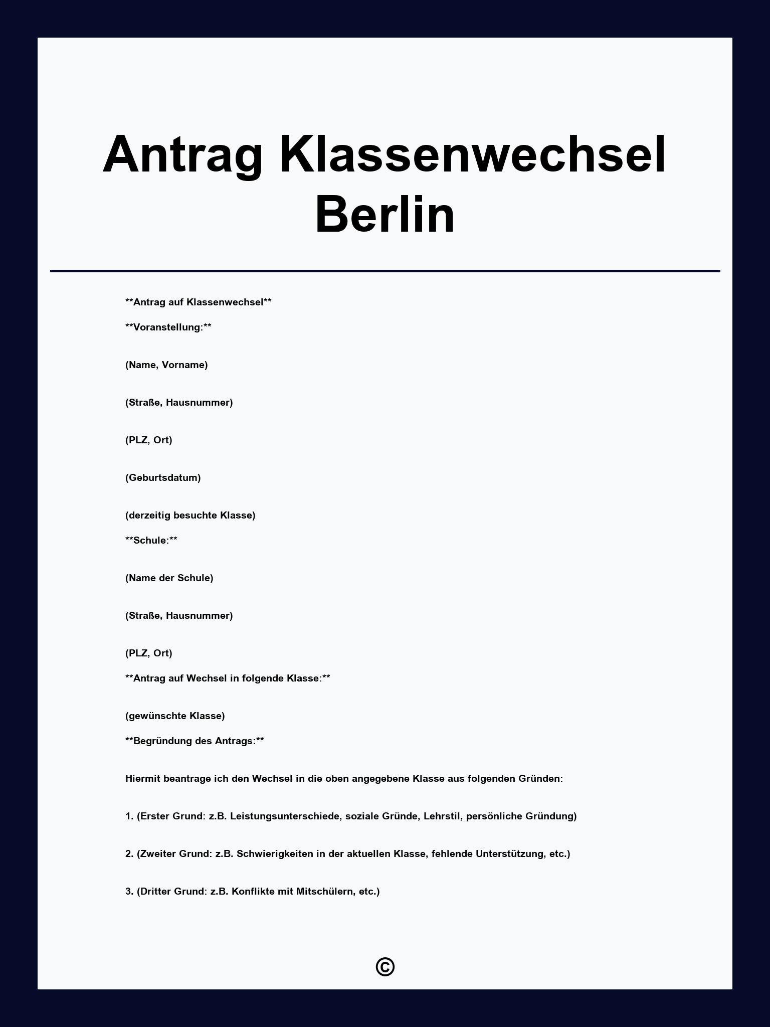Antrag Klassenwechsel Berlin