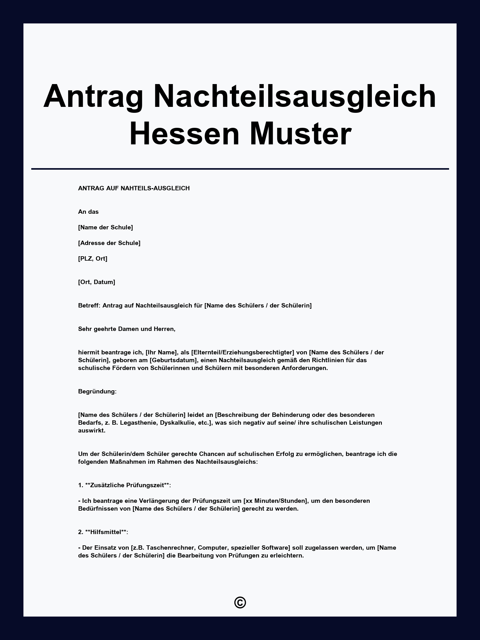 Antrag Nachteilsausgleich Hessen Muster