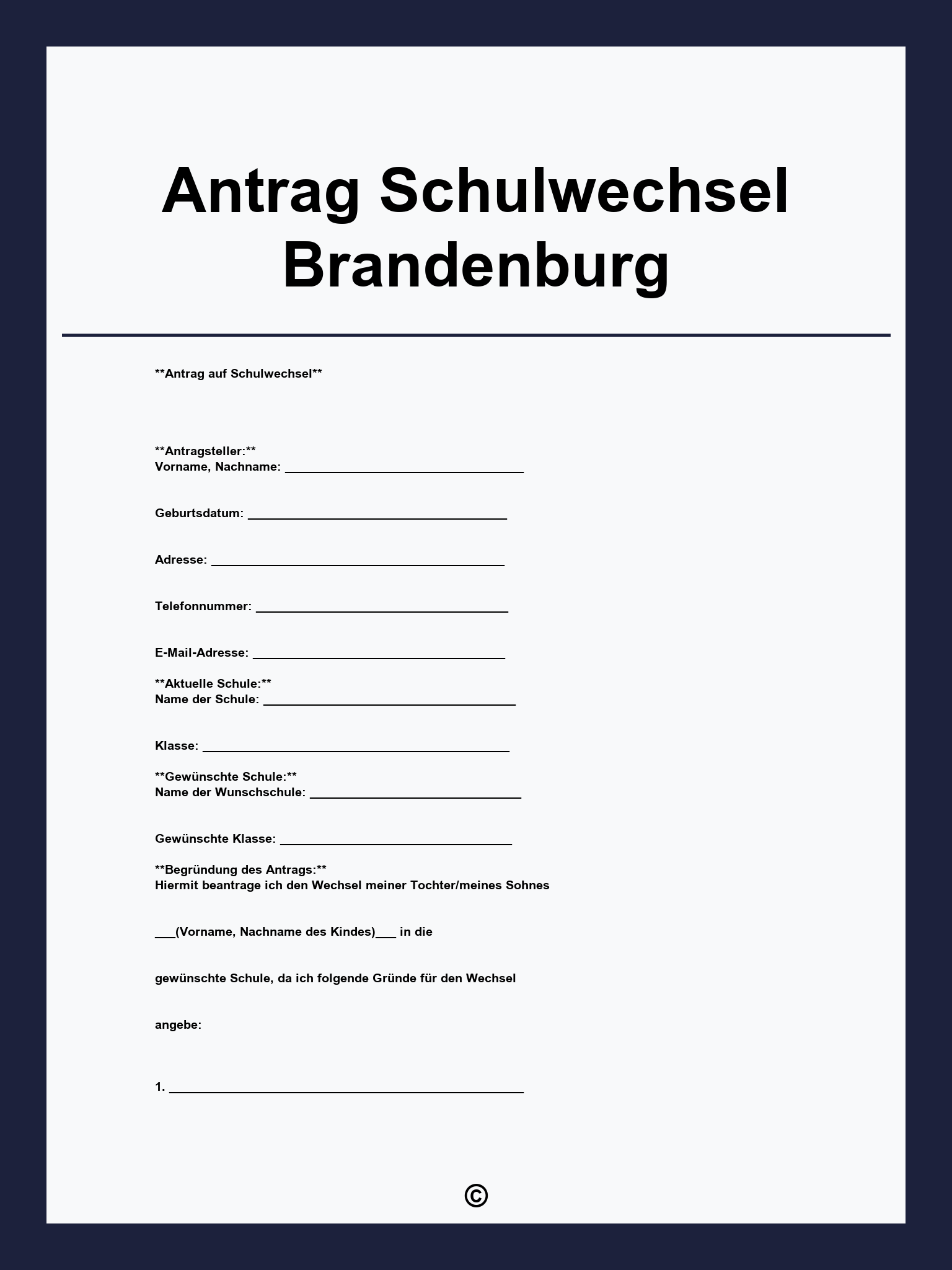 Antrag Schulwechsel Brandenburg