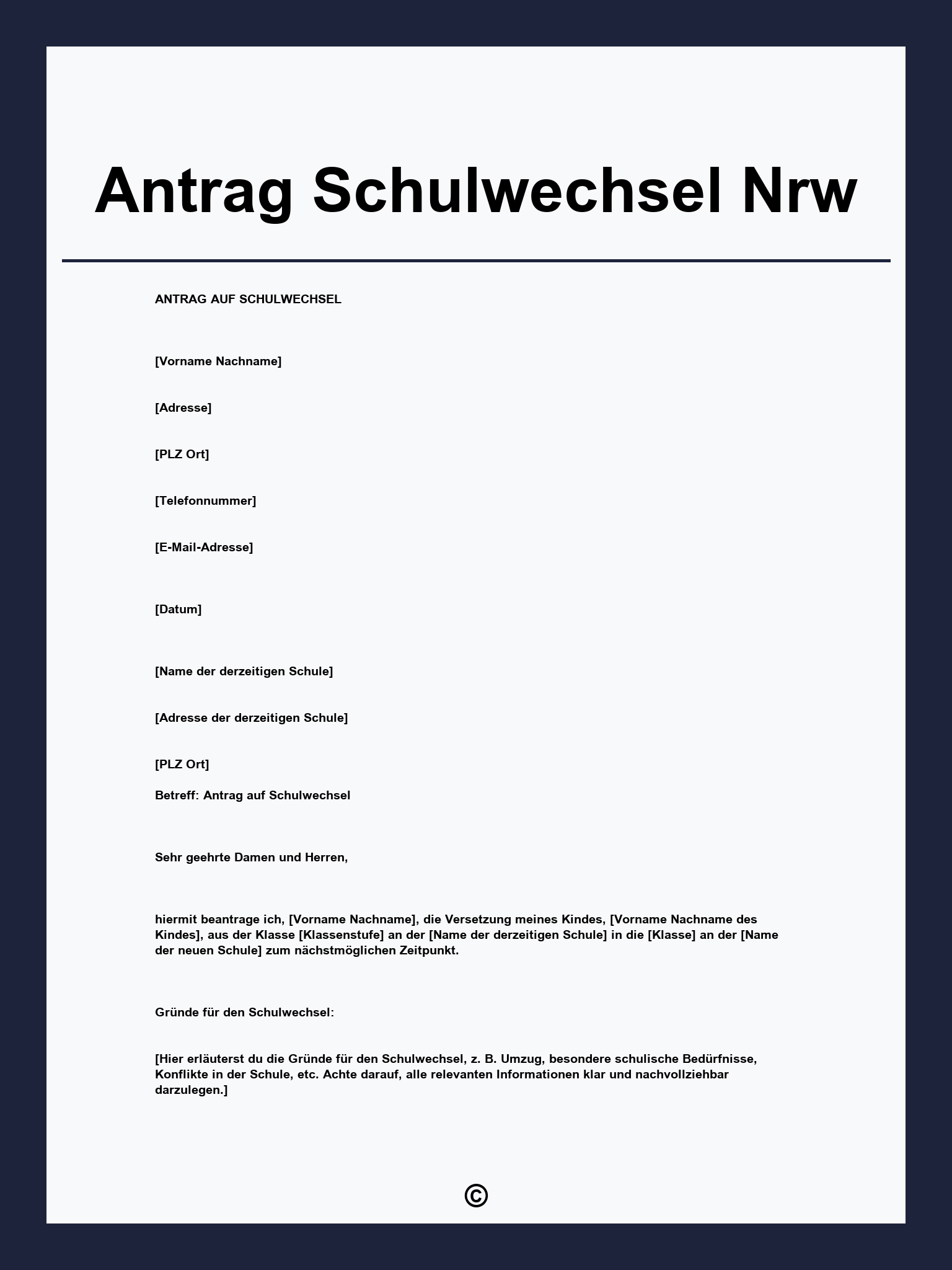 Antrag Schulwechsel Nrw