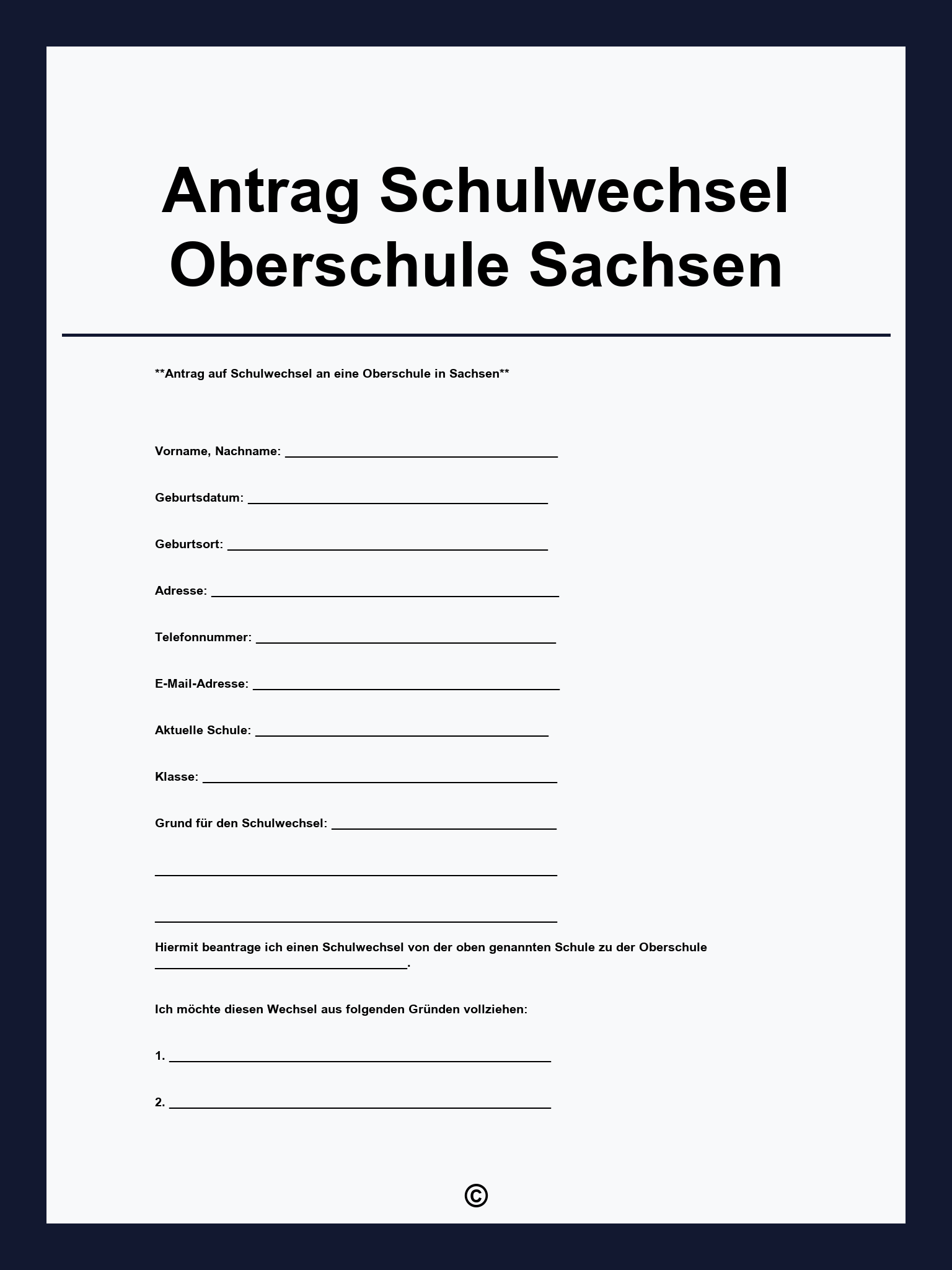 Antrag Schulwechsel Oberschule Sachsen