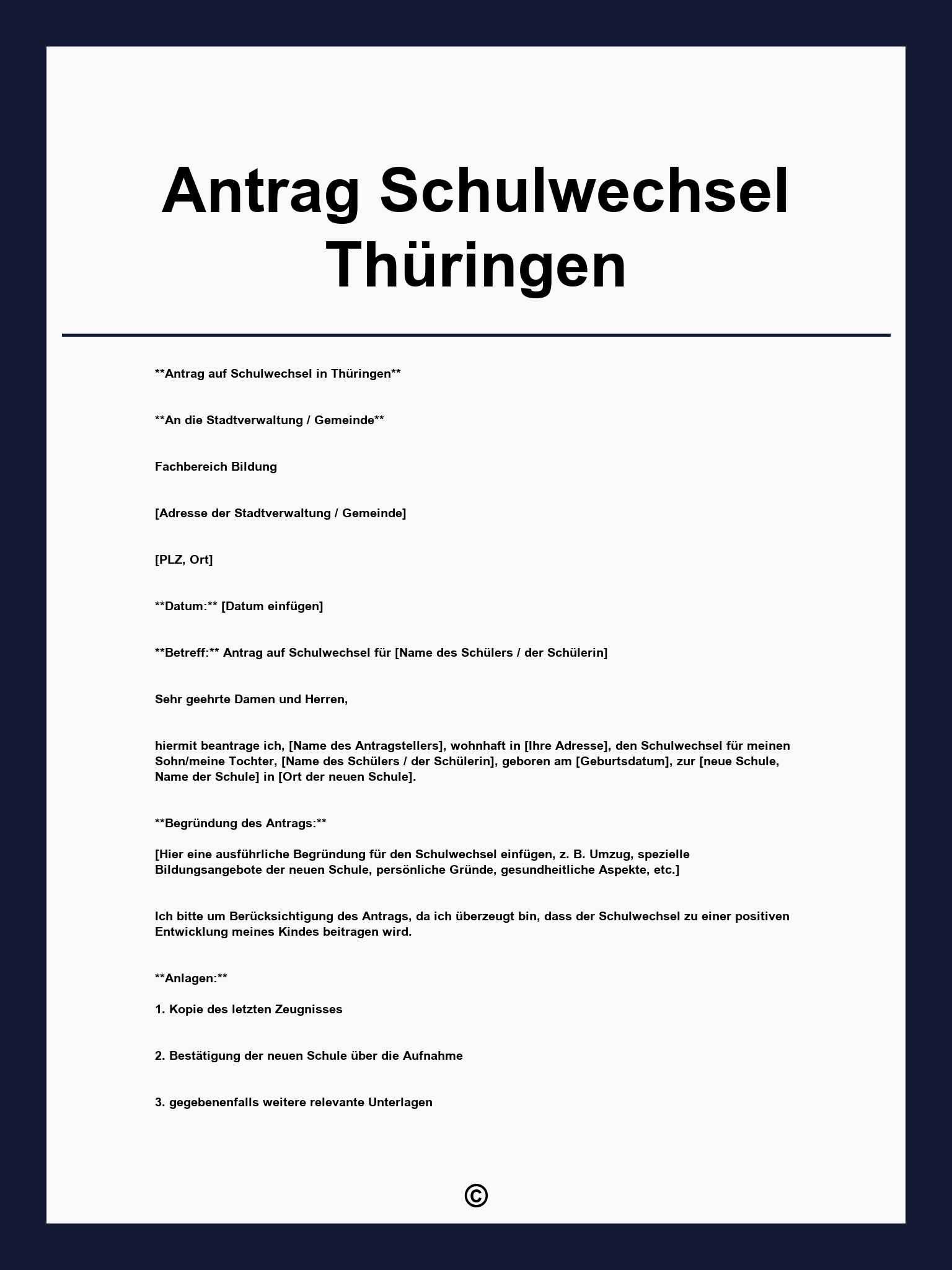 Antrag Schulwechsel Thüringen