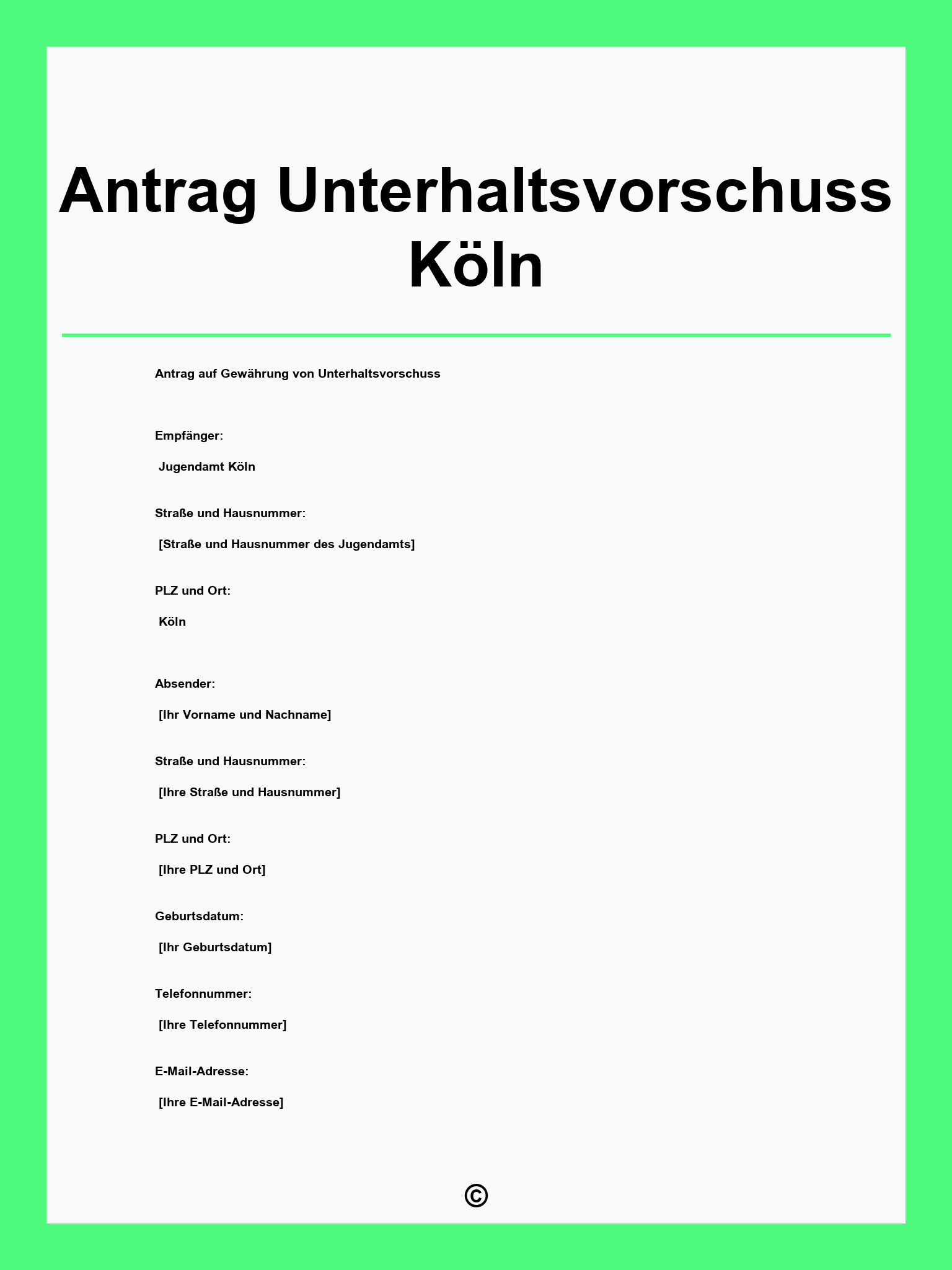 Antrag Unterhaltsvorschuss Köln