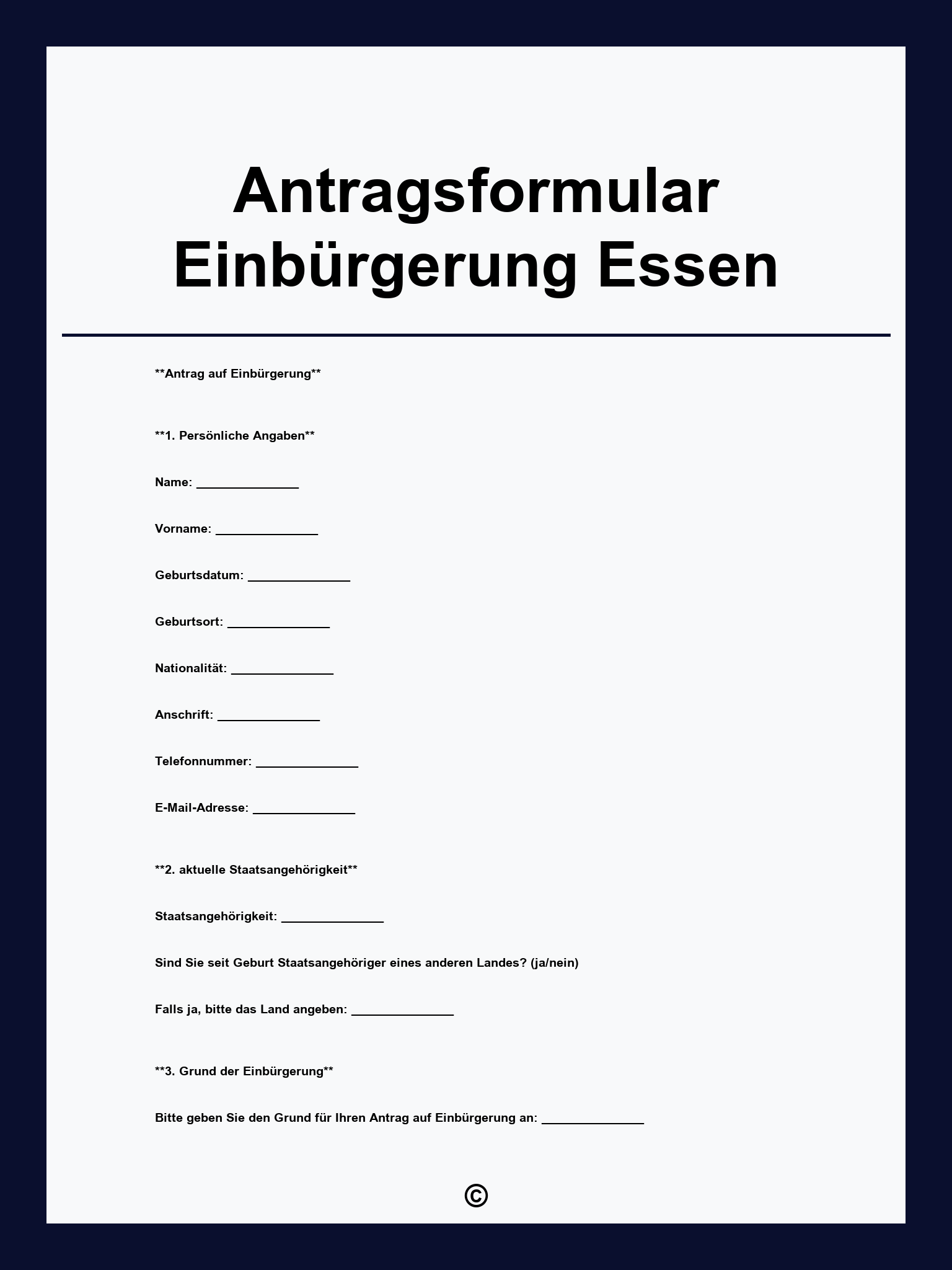 Antragsformular Einbürgerung Essen