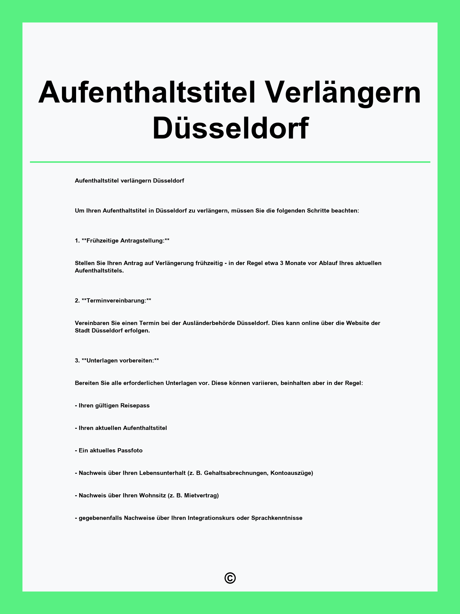 Aufenthaltstitel Verlängern Düsseldorf