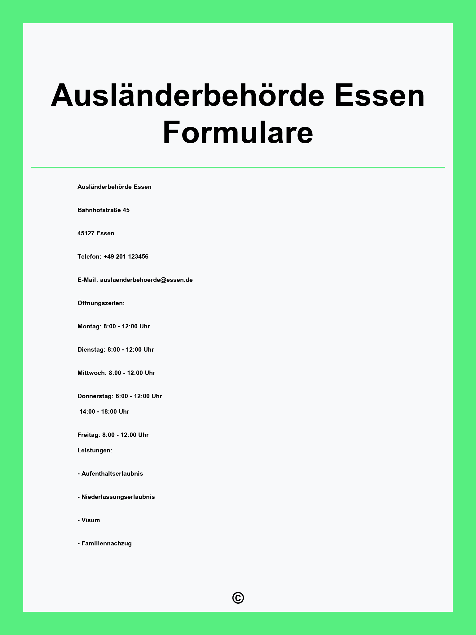 Ausländerbehörde Essen Formulare