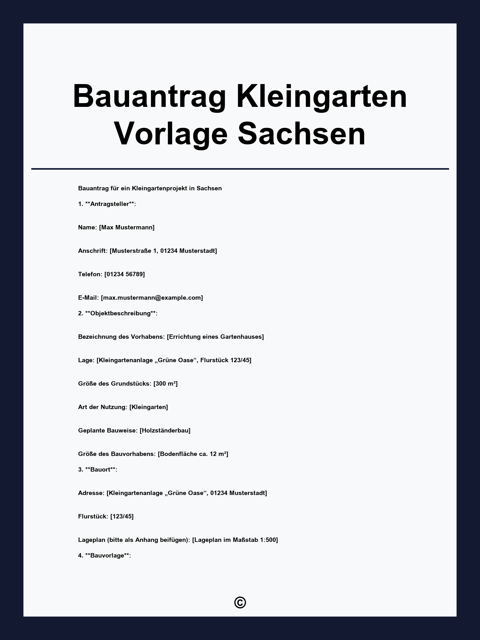 Bauantrag Kleingarten Vorlage Sachsen