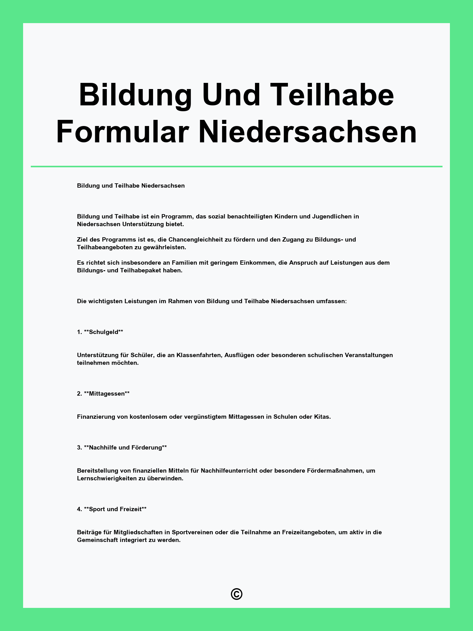 Bildung Und Teilhabe Formular Niedersachsen