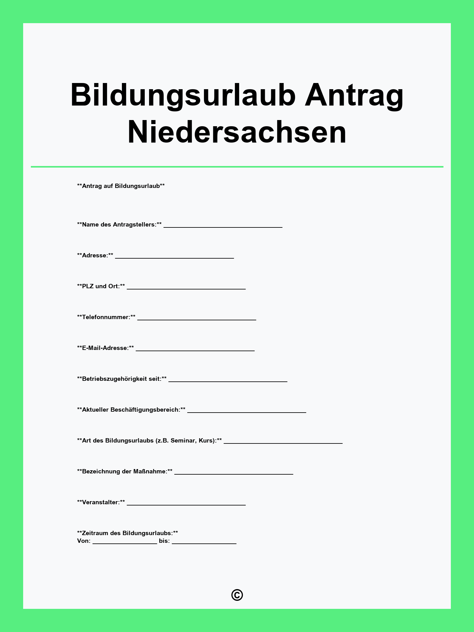 Bildungsurlaub Antrag Niedersachsen