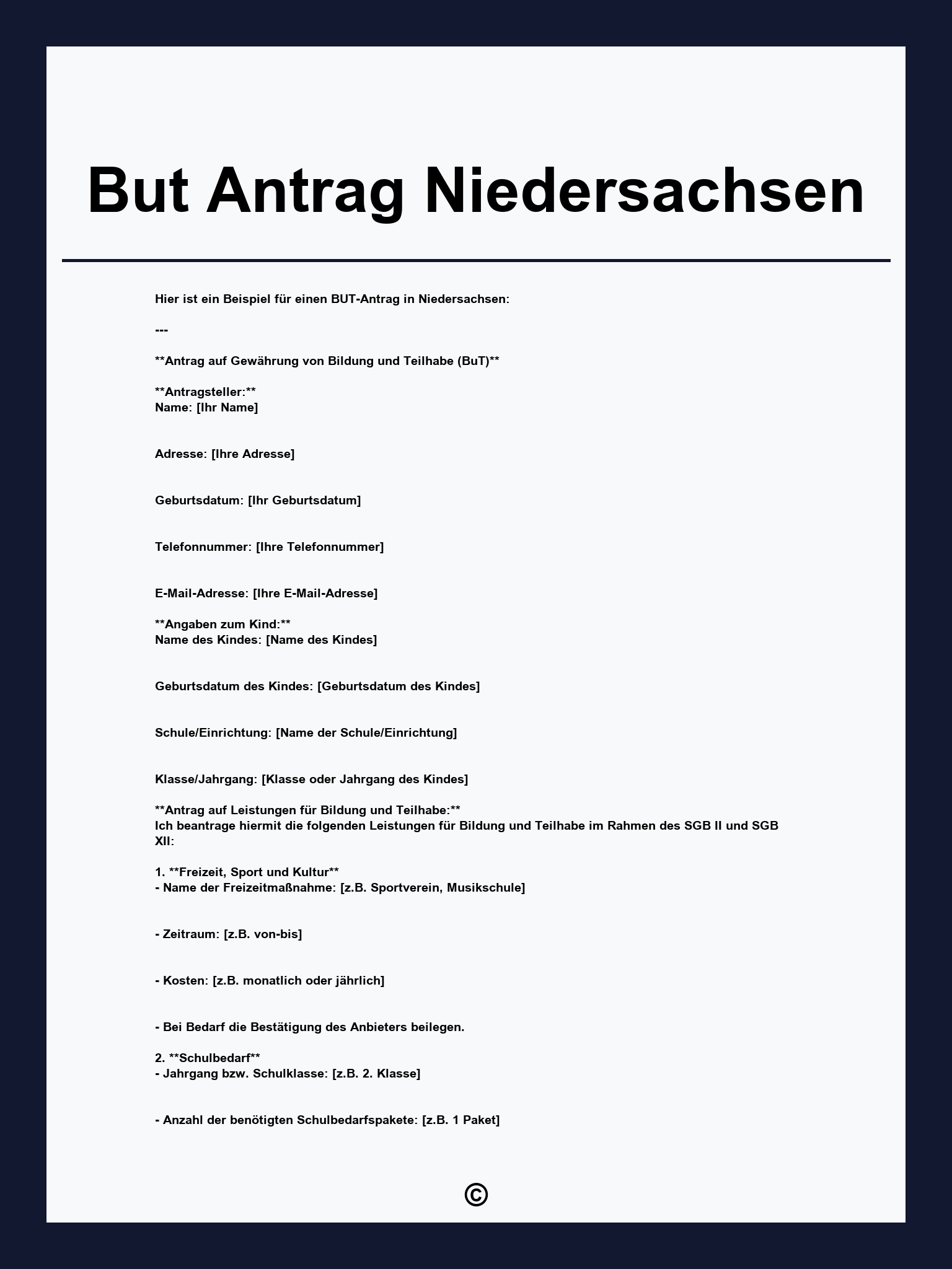But Antrag Niedersachsen