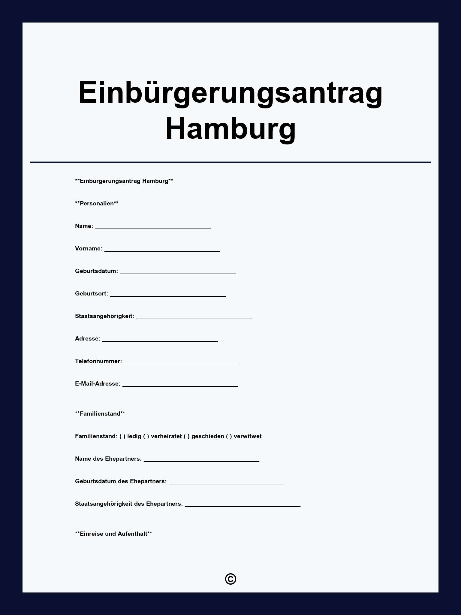 Einbürgerungsantrag Hamburg