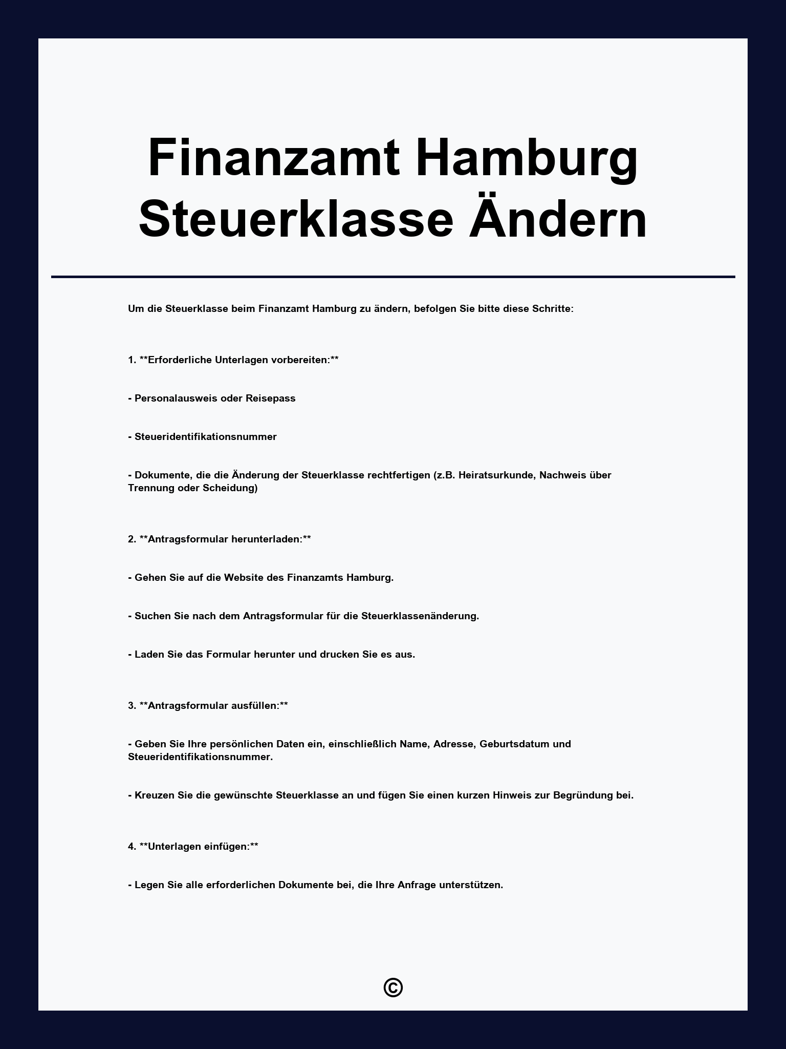 Finanzamt Hamburg Steuerklasse Ändern