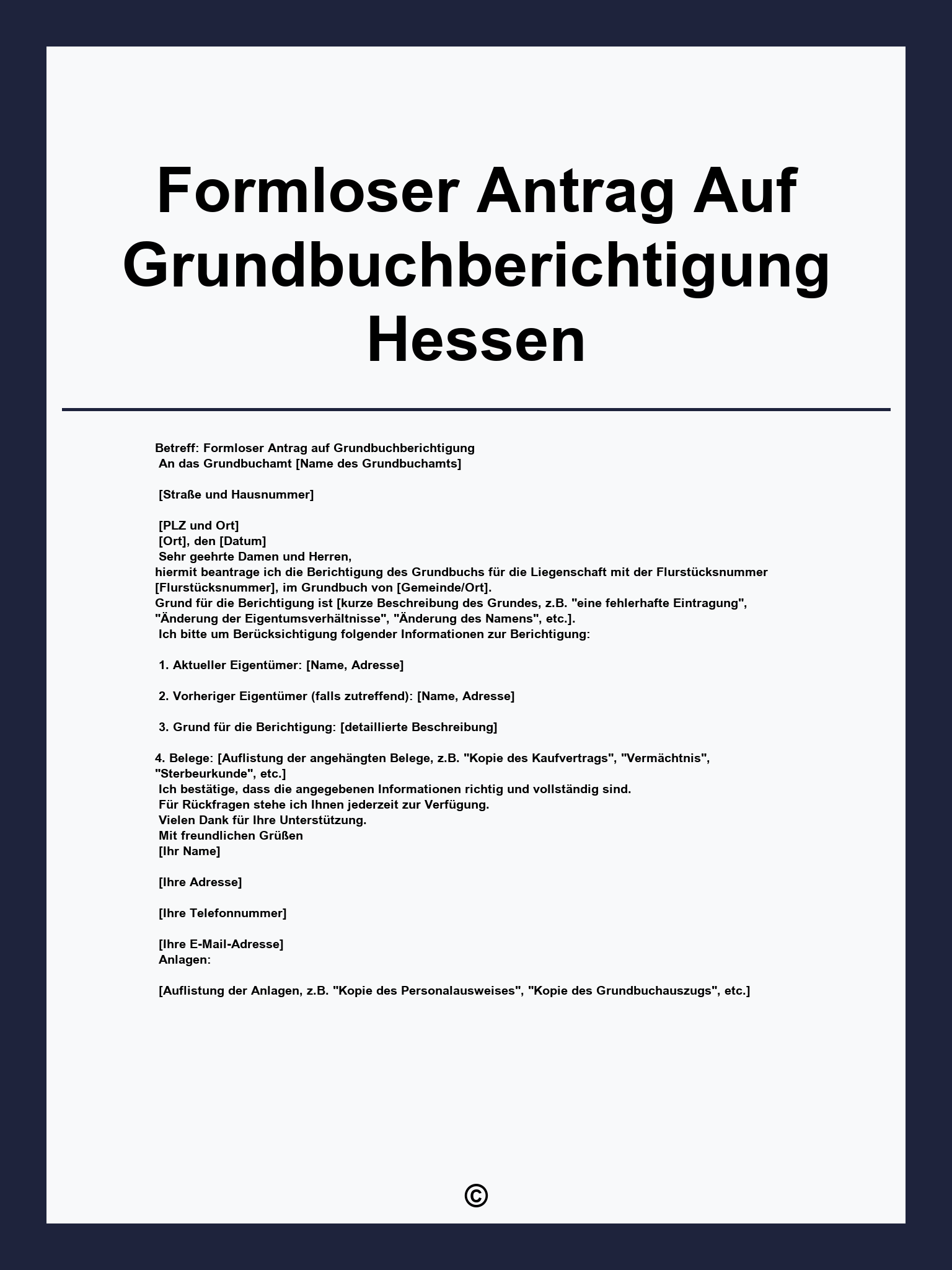 Formloser Antrag Auf Grundbuchberichtigung Hessen
