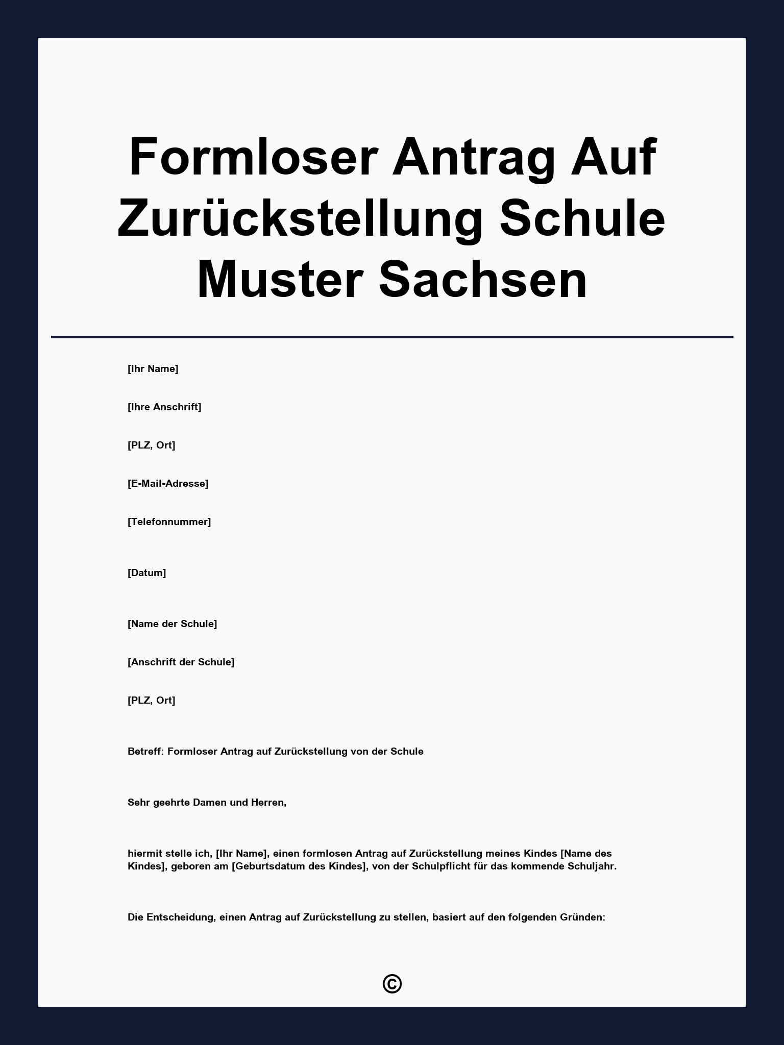 Formloser Antrag Auf Zurückstellung Schule Muster Sachsen