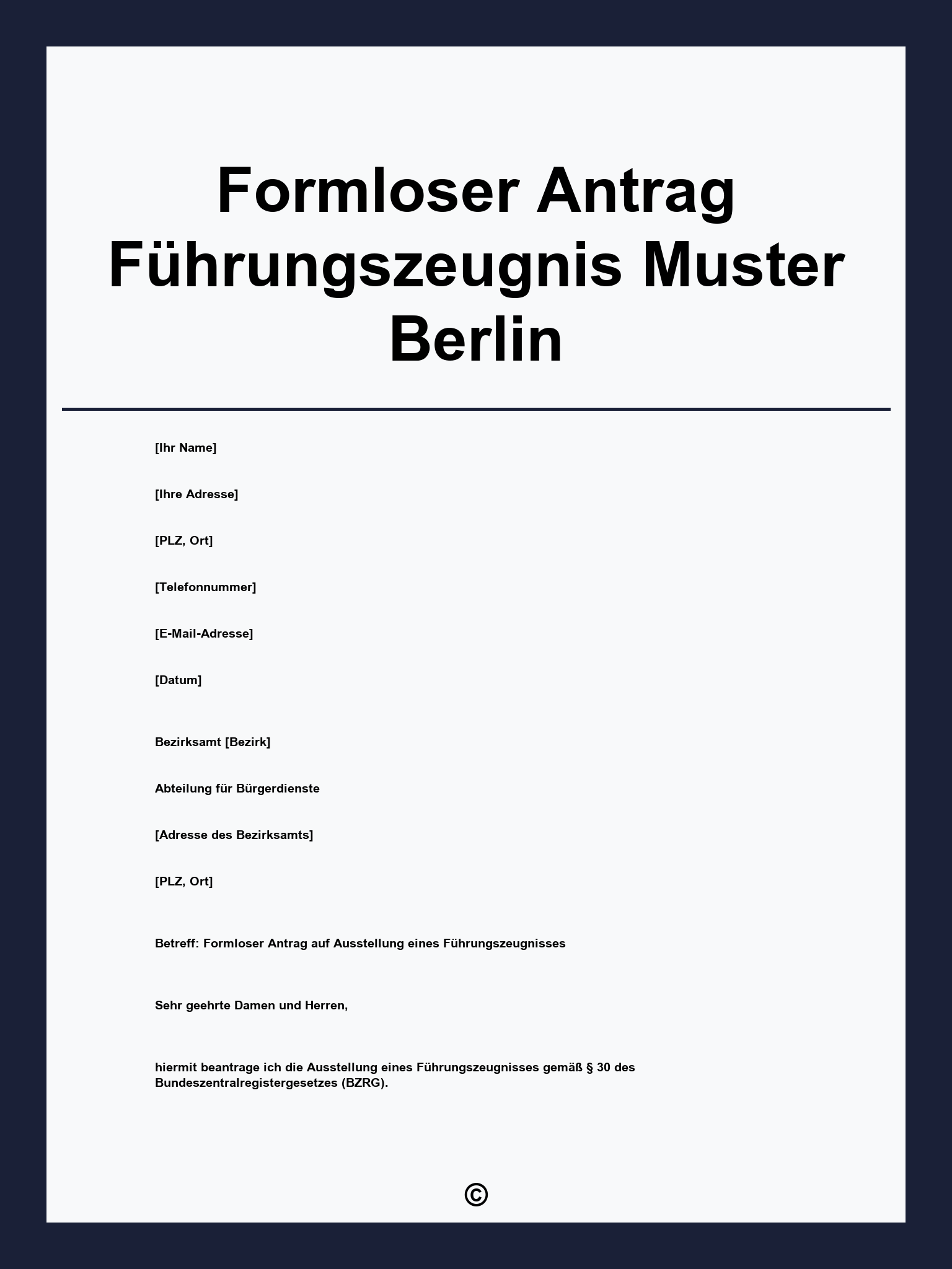 Formloser Antrag Führungszeugnis Muster Berlin