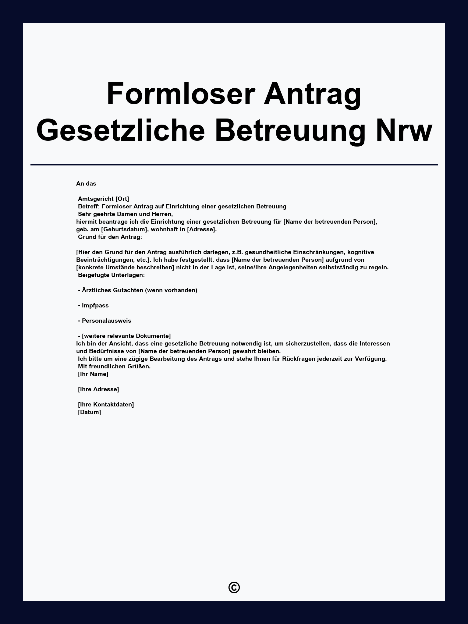 Formloser Antrag Gesetzliche Betreuung Nrw