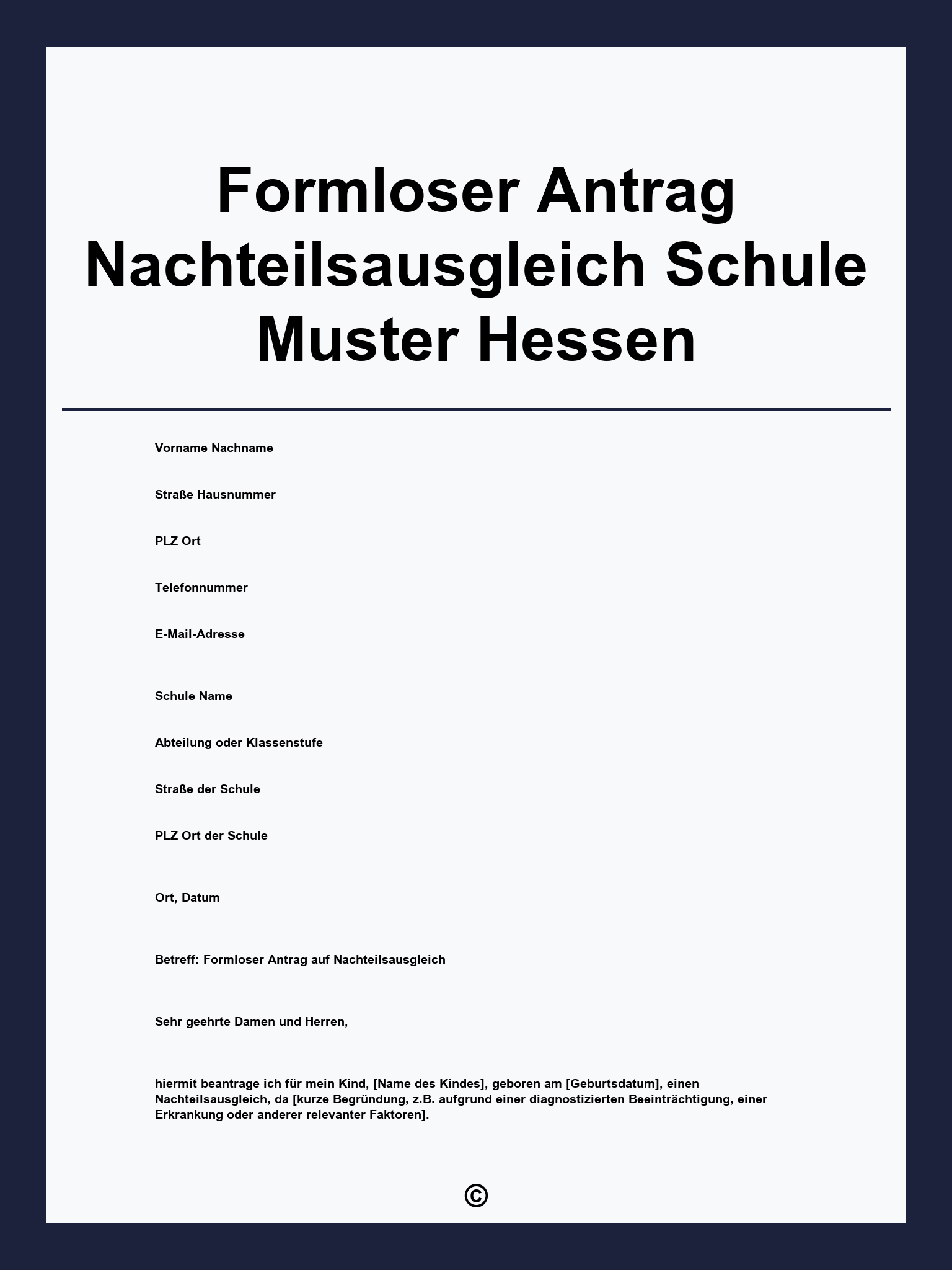 Formloser Antrag Nachteilsausgleich Schule Muster Hessen