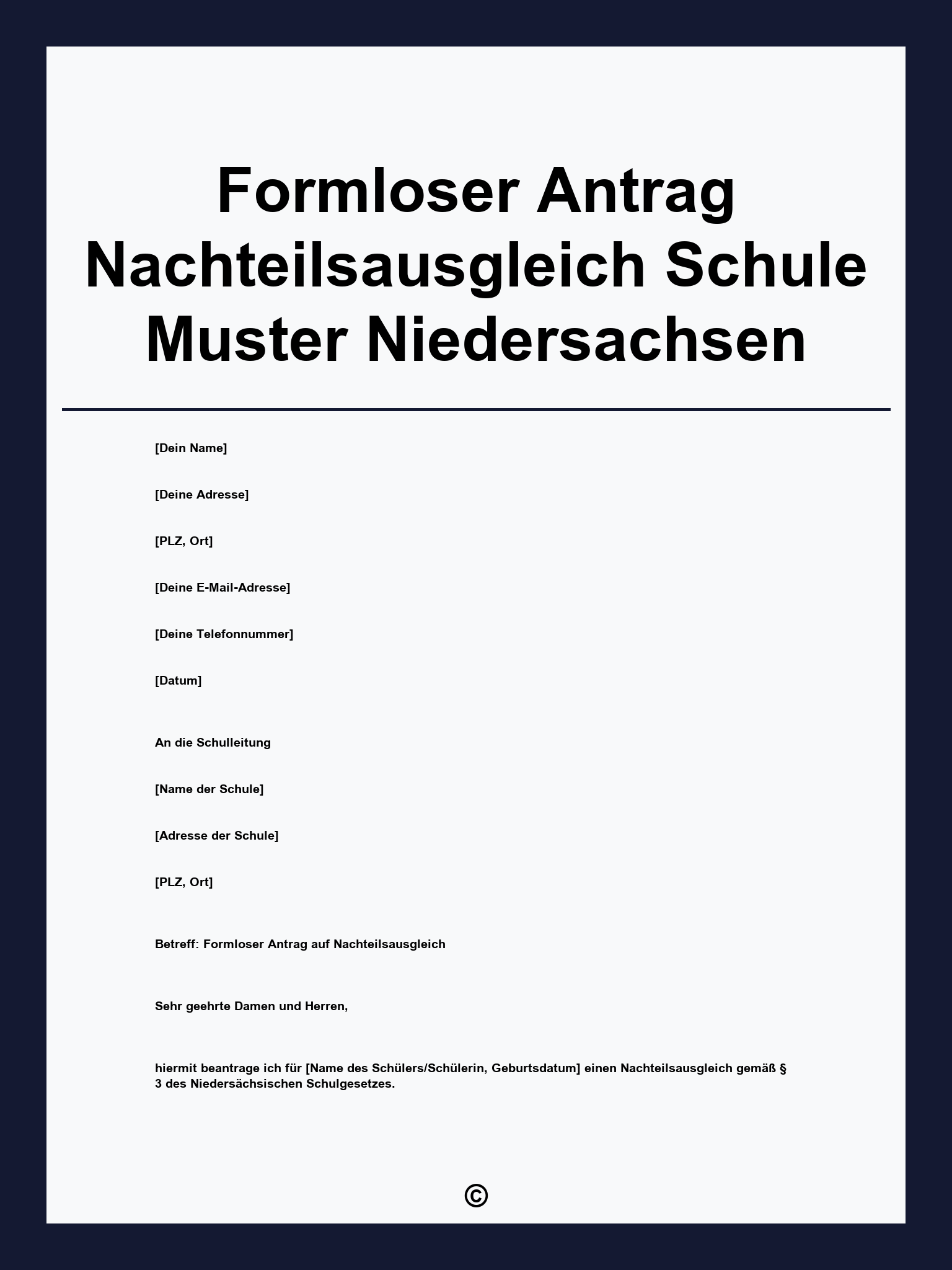 Formloser Antrag Nachteilsausgleich Schule Muster Niedersachsen