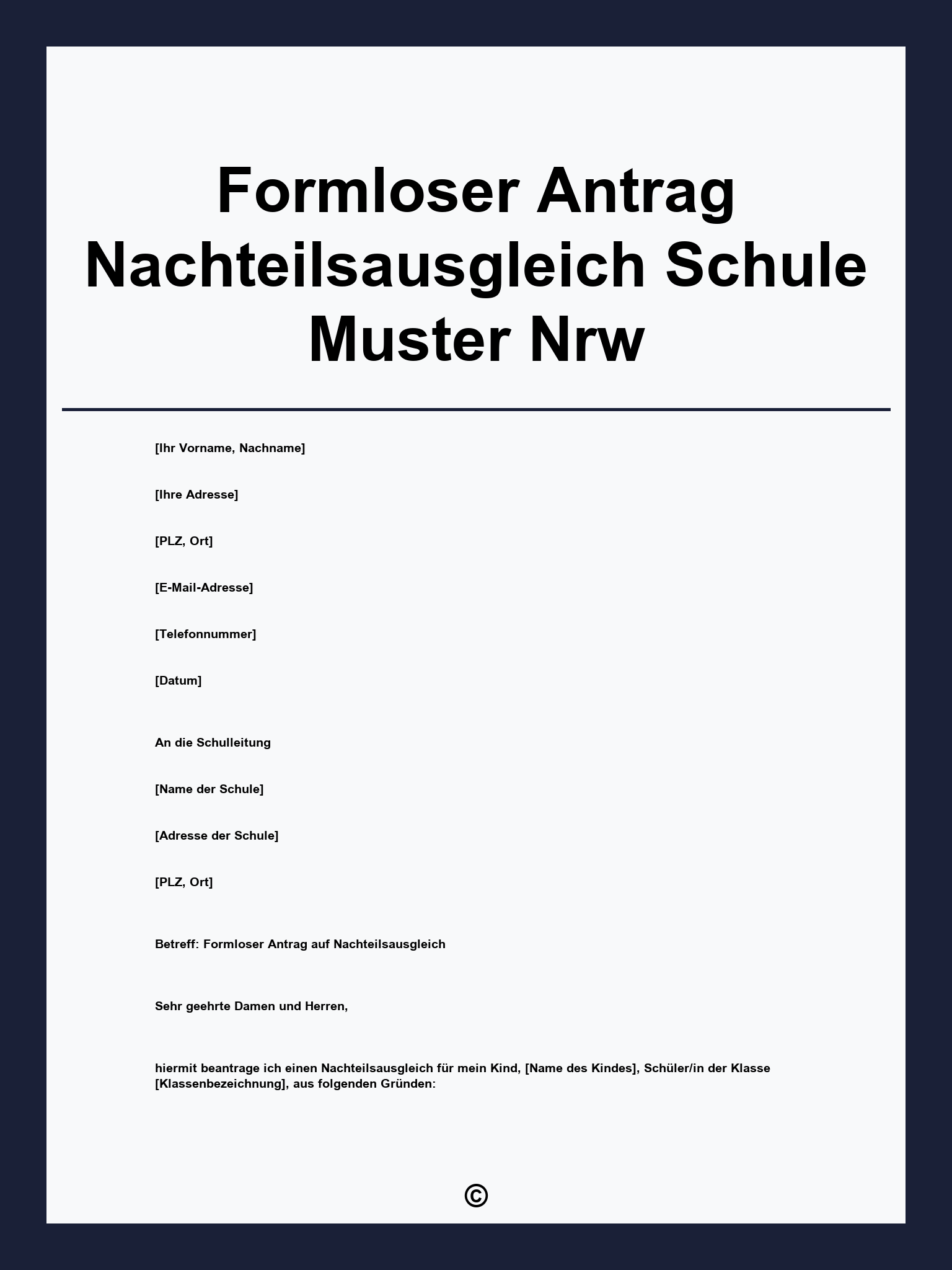 Formloser Antrag Nachteilsausgleich Schule Muster Nrw