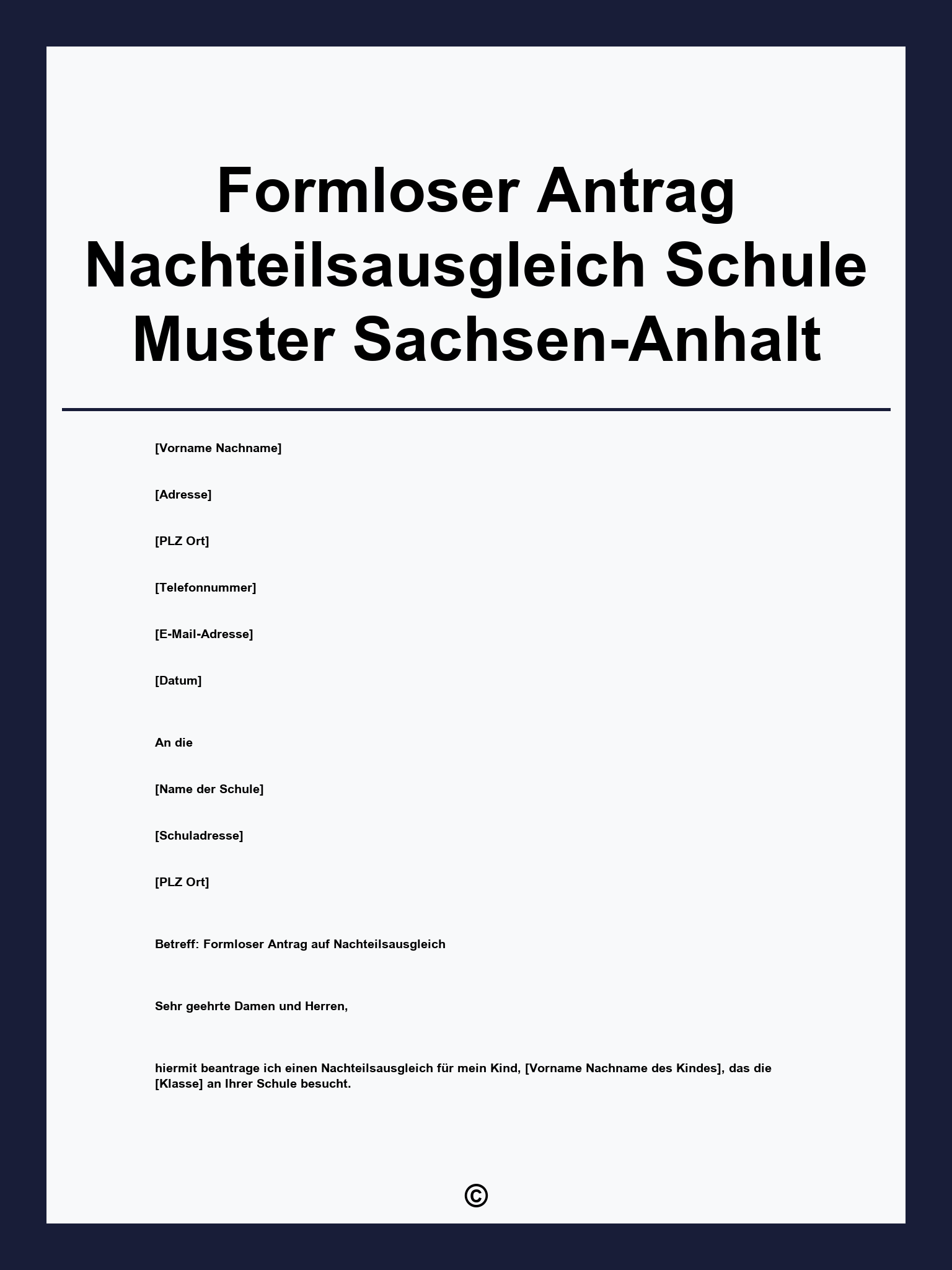 Formloser Antrag Nachteilsausgleich Schule Muster Sachsen-Anhalt