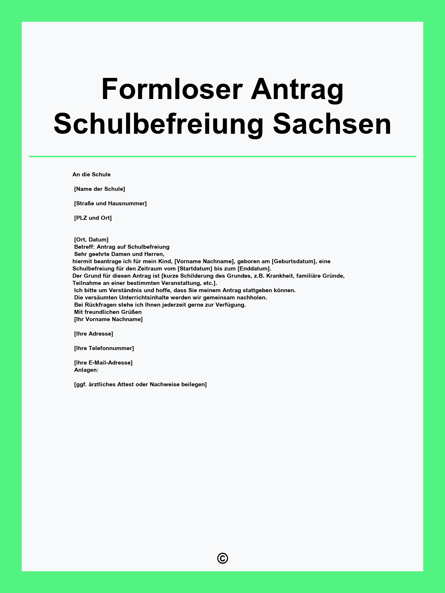 Formloser Antrag Schulbefreiung Sachsen