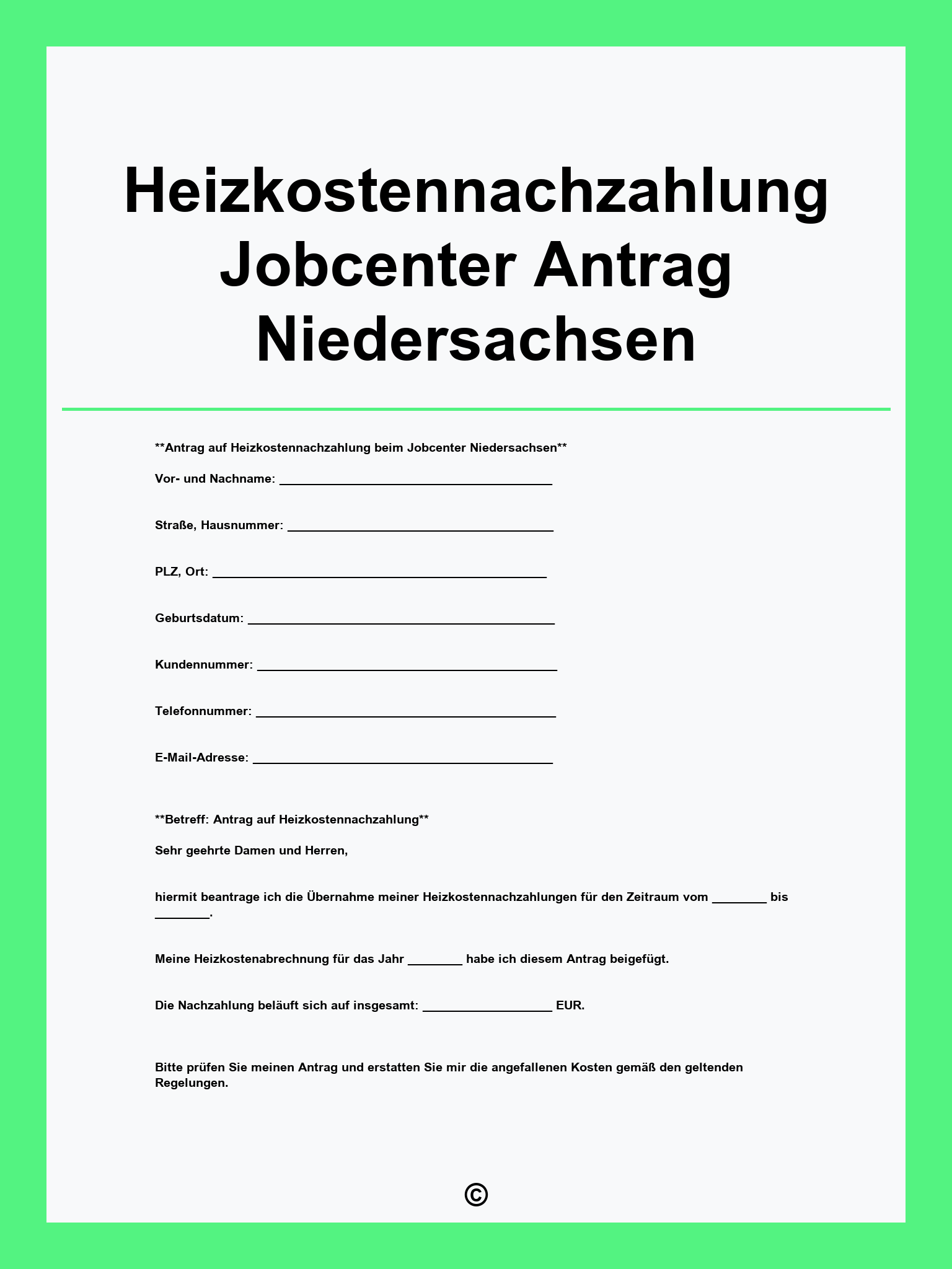 Heizkostennachzahlung Jobcenter Antrag Niedersachsen