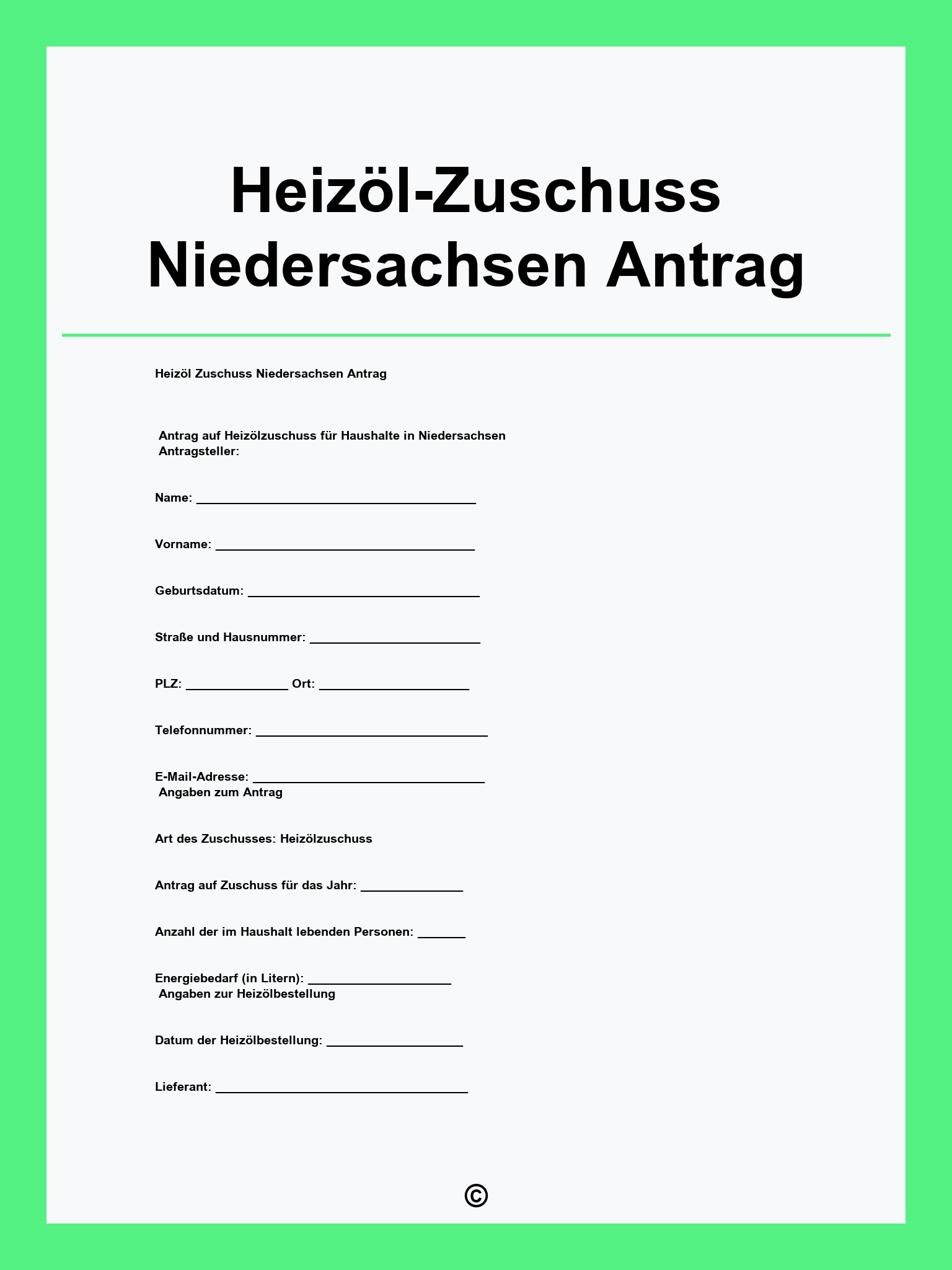 Heizöl-Zuschuss Niedersachsen Antrag