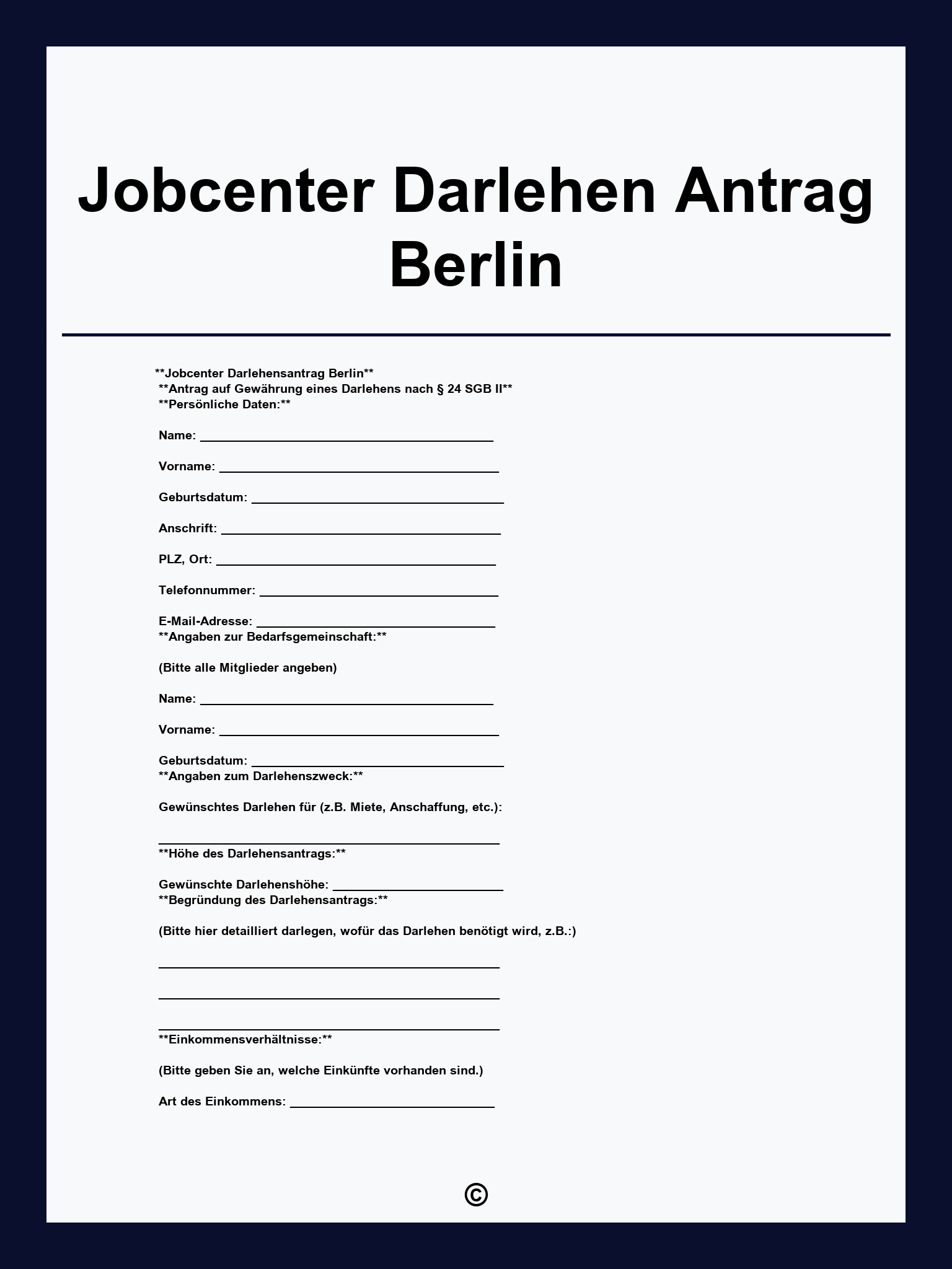 Jobcenter Darlehen Antrag Berlin