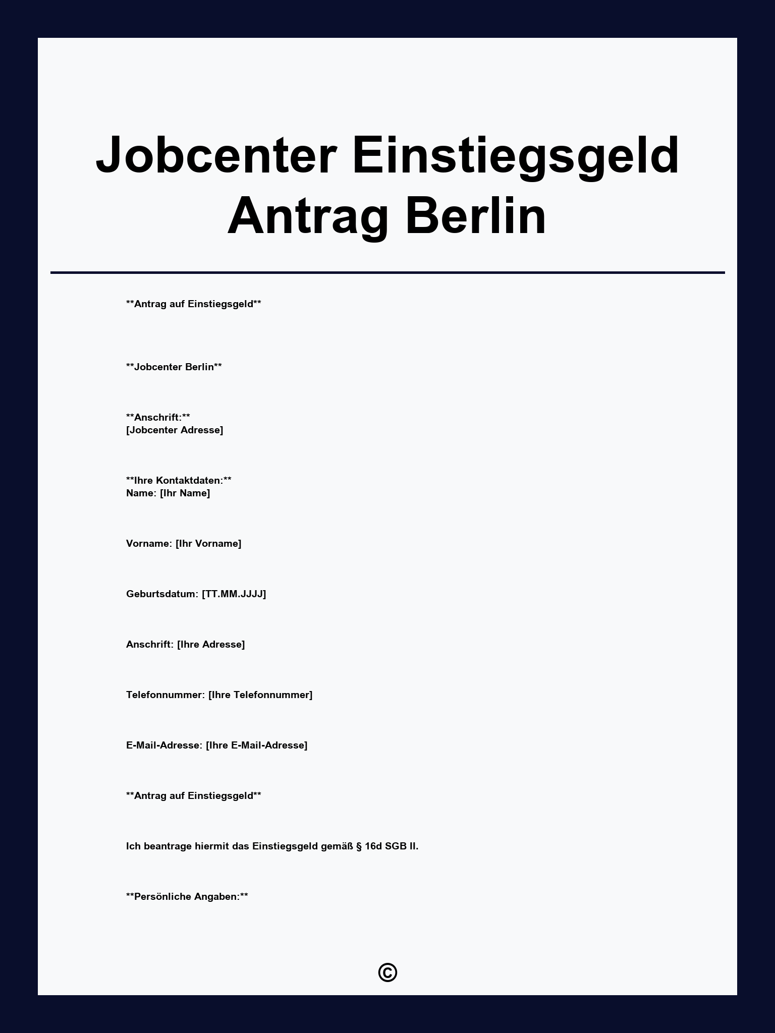 Jobcenter Einstiegsgeld Antrag Berlin