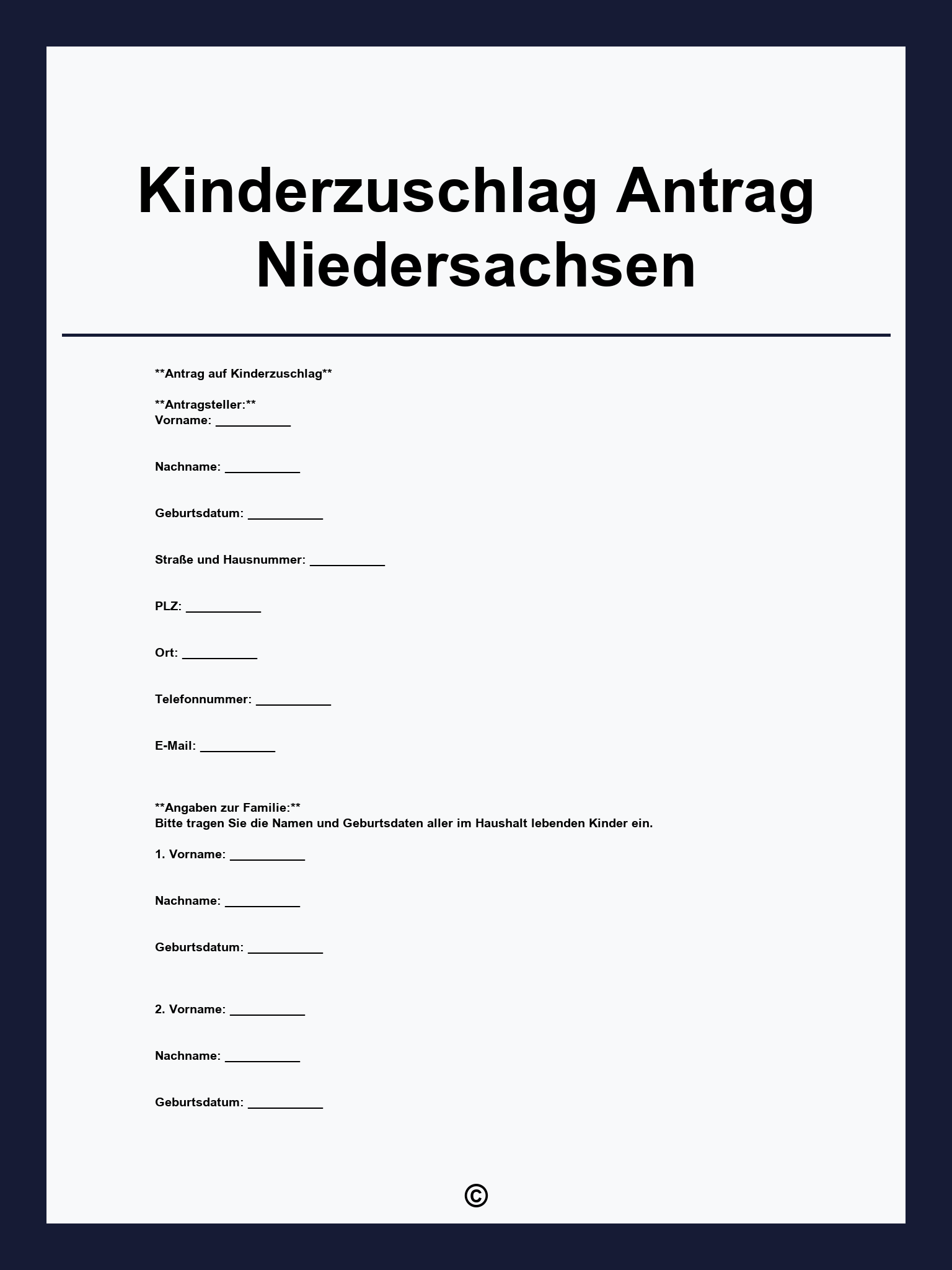 Kinderzuschlag Antrag Niedersachsen