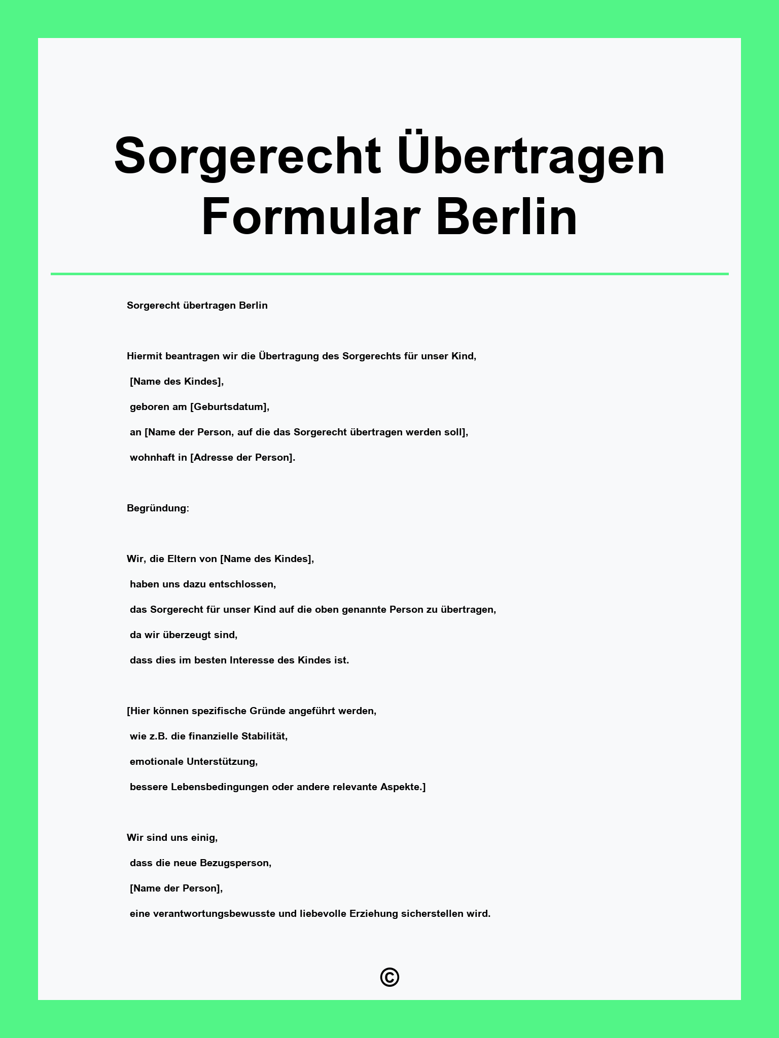 Sorgerecht Übertragen Formular Berlin