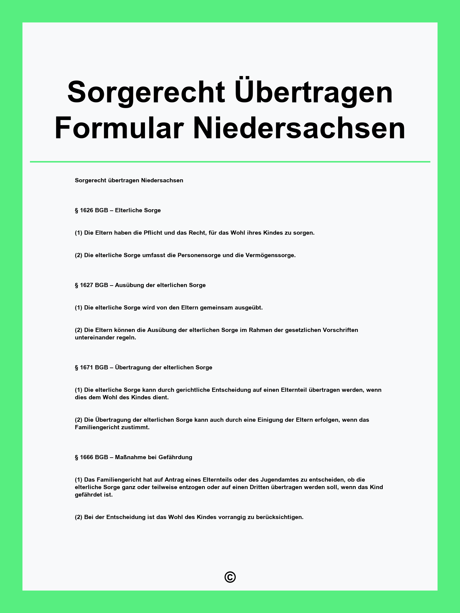 Sorgerecht Übertragen Formular Niedersachsen