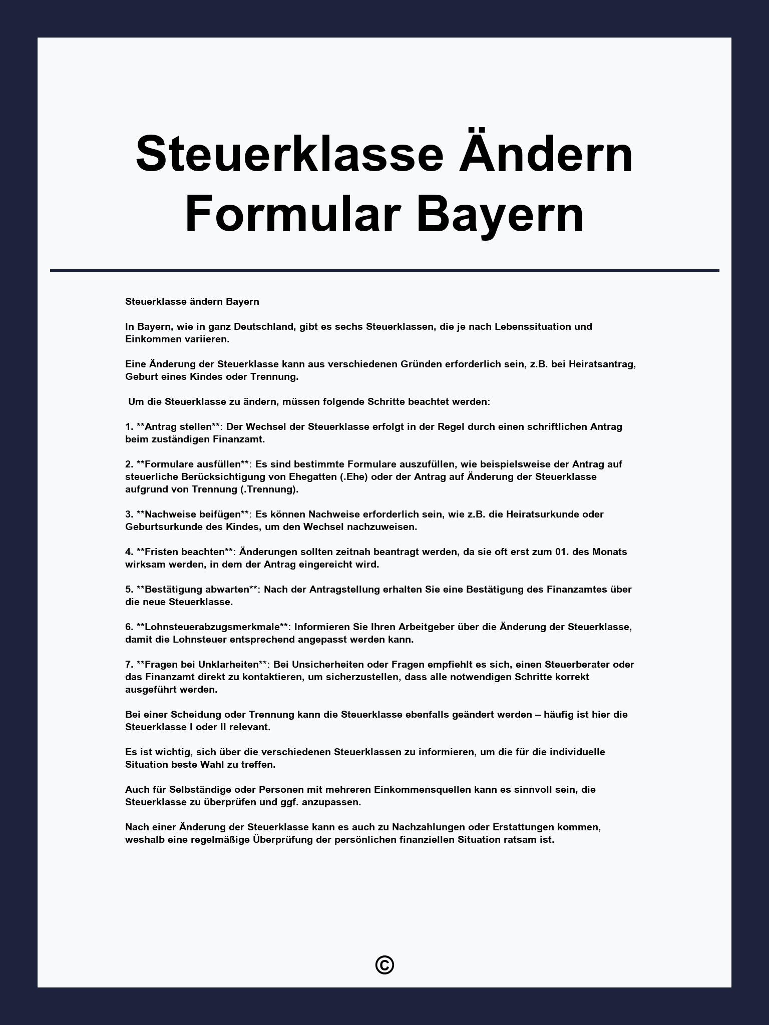 Steuerklasse Ändern Formular Bayern