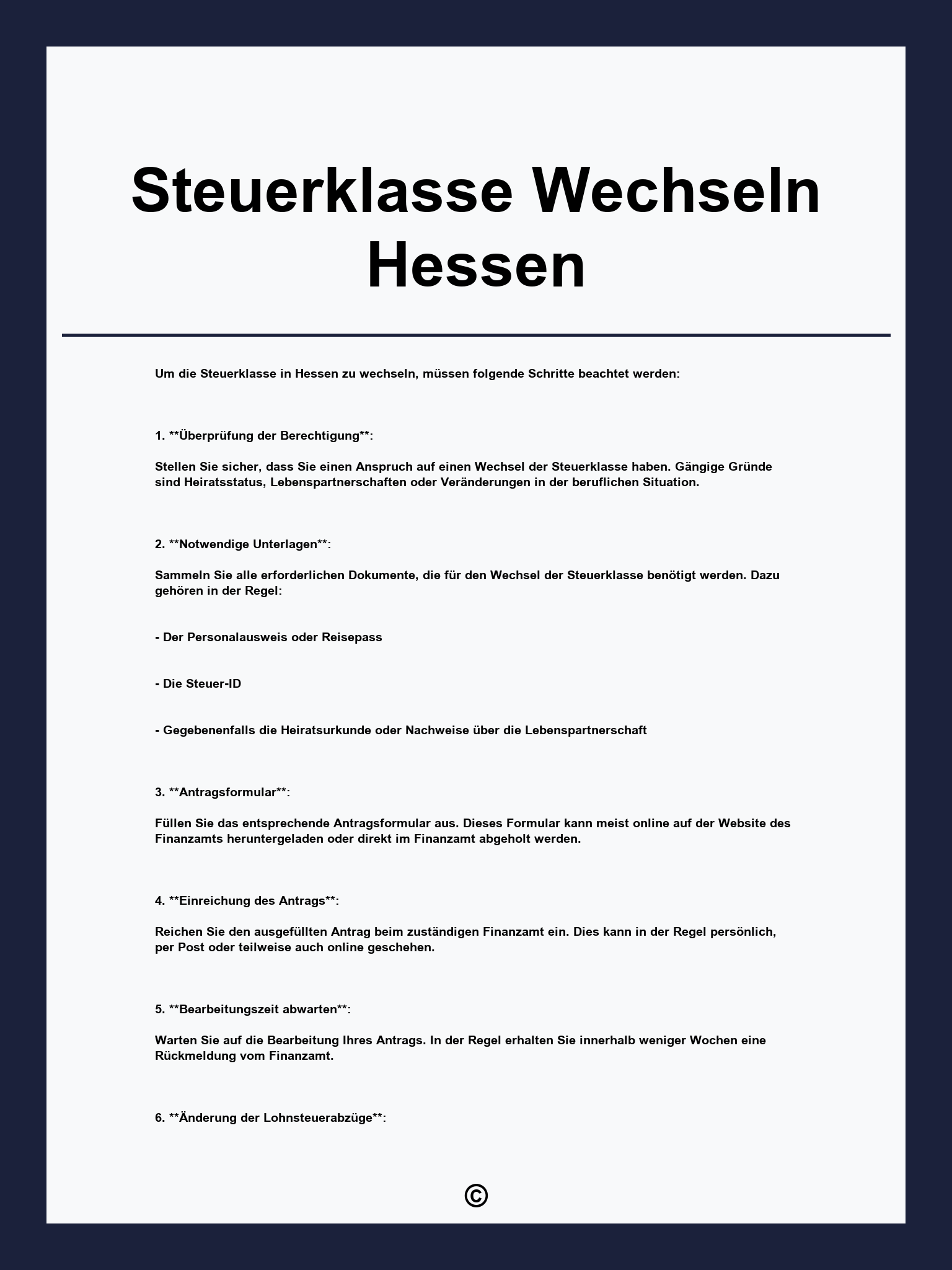 Steuerklasse Wechseln Hessen