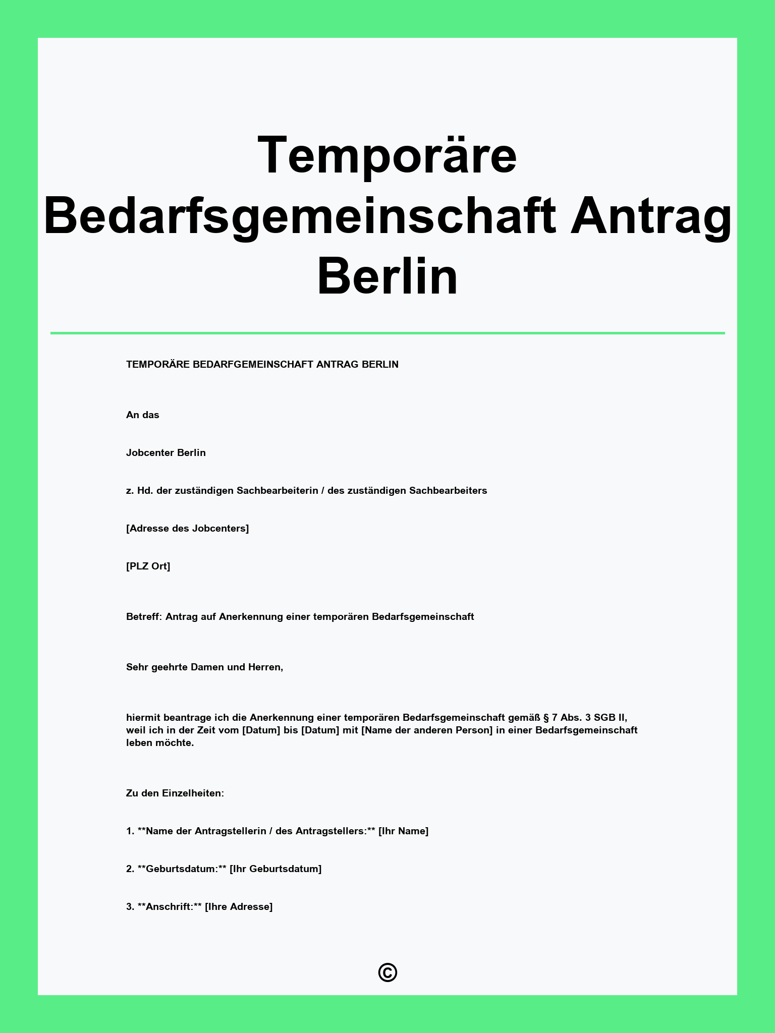 Temporäre Bedarfsgemeinschaft Antrag Berlin