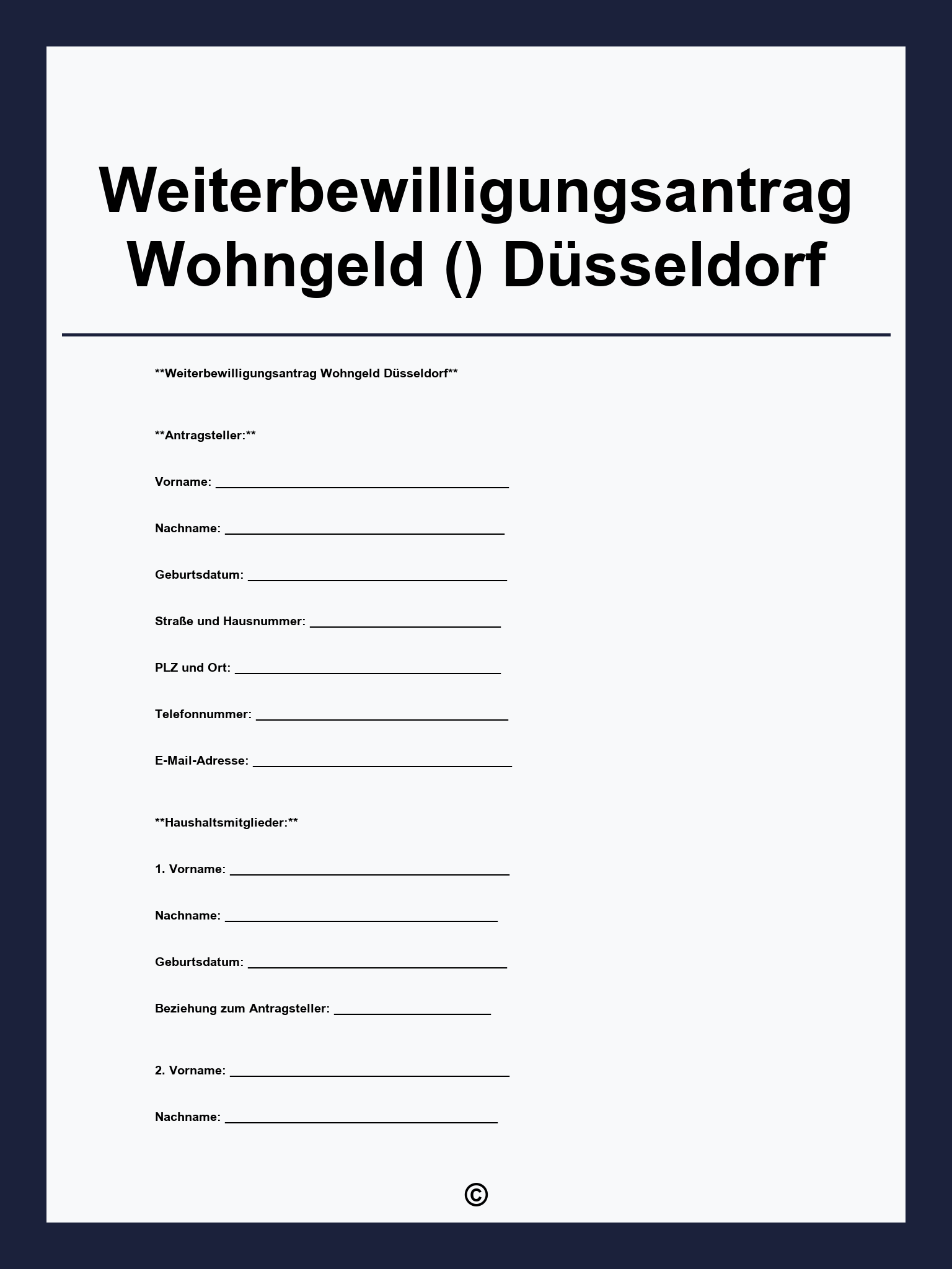 Weiterbewilligungsantrag Wohngeld () Düsseldorf