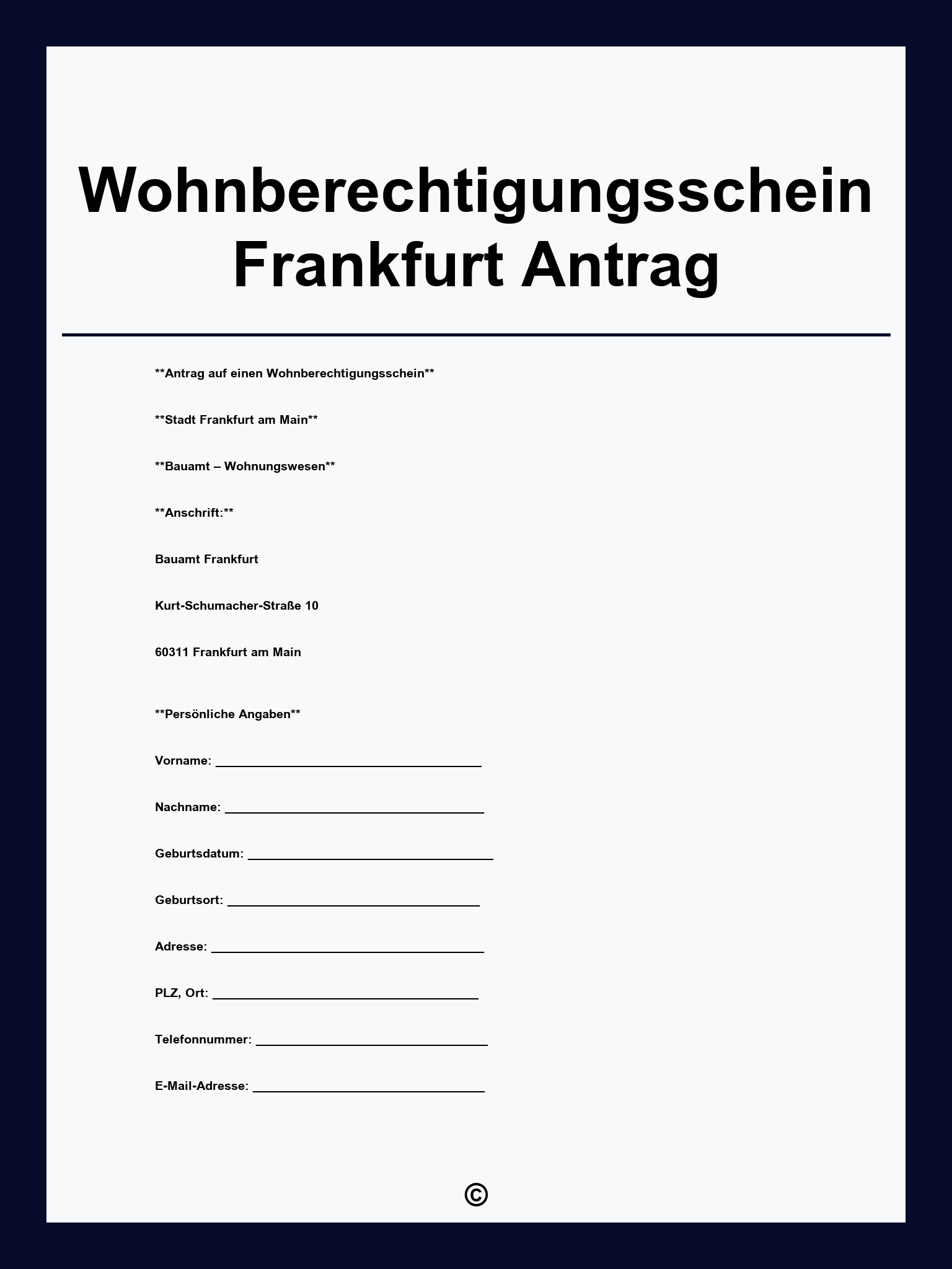 Wohnberechtigungsschein Frankfurt Antrag