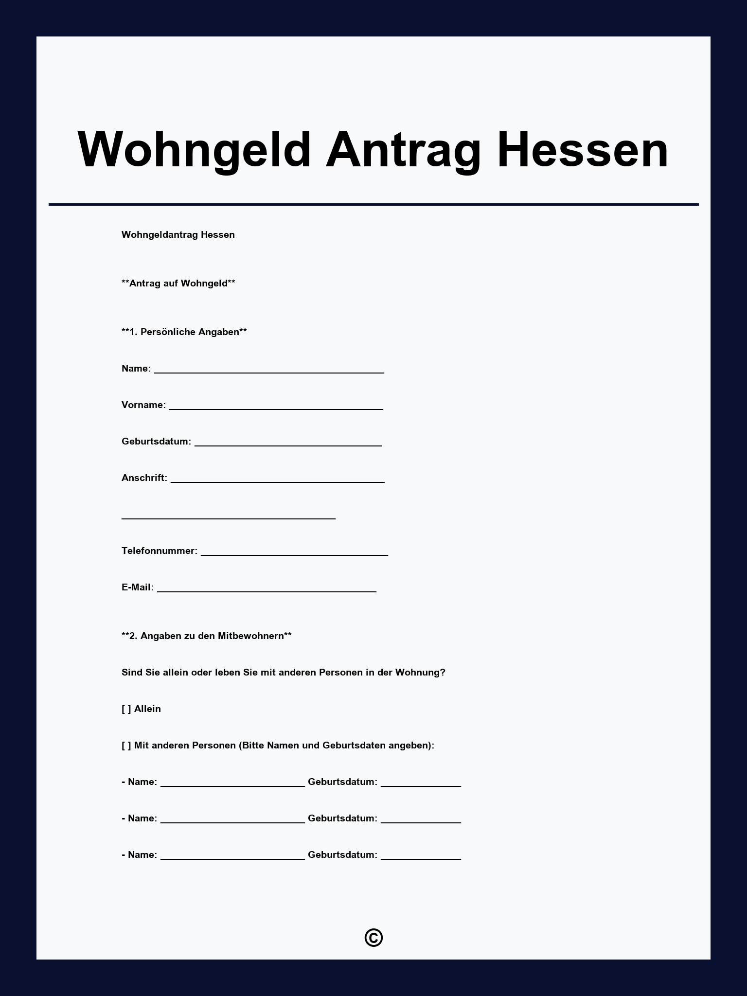 Wohngeld Antrag Hessen