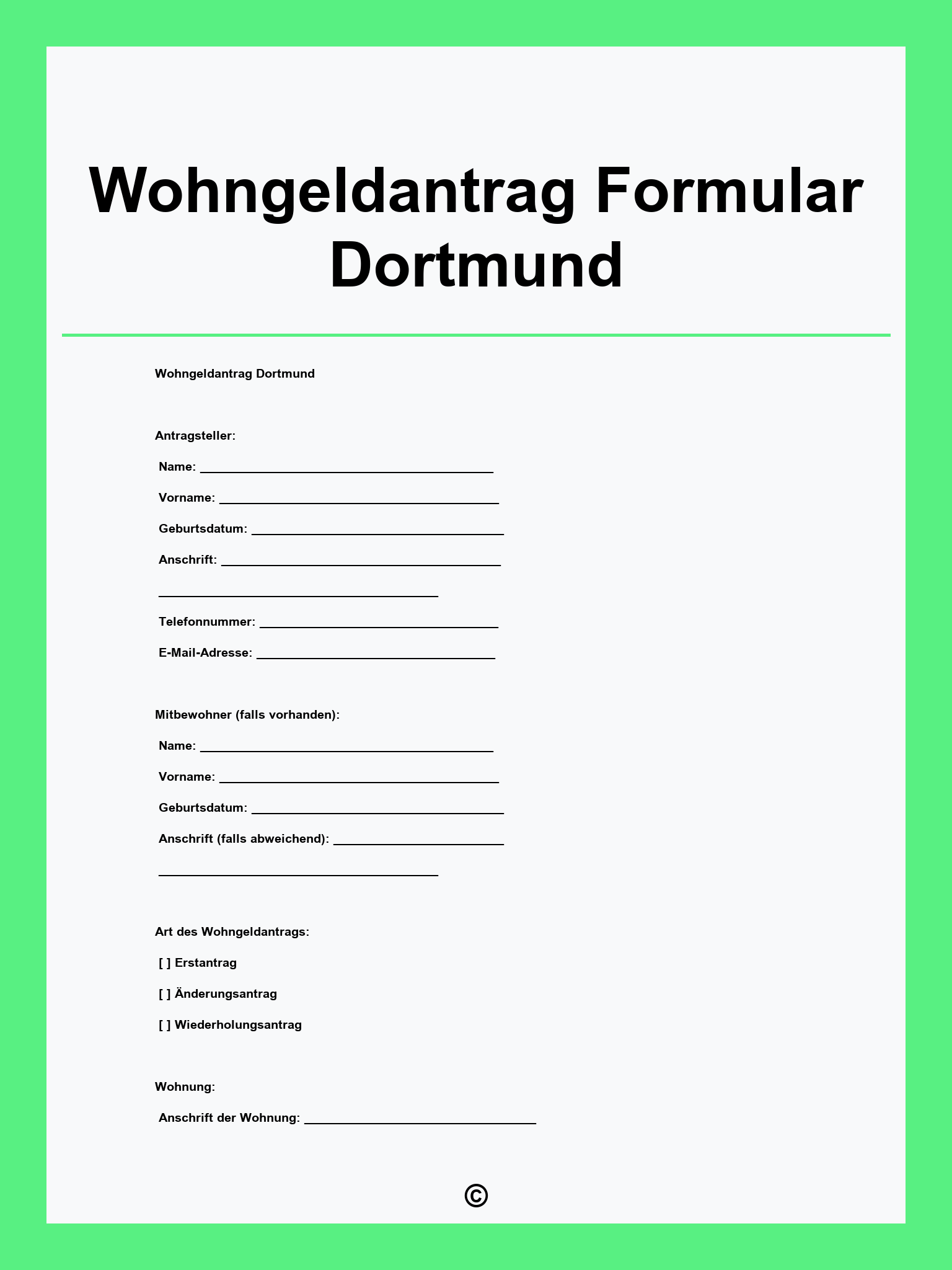 Wohngeldantrag Formular Dortmund